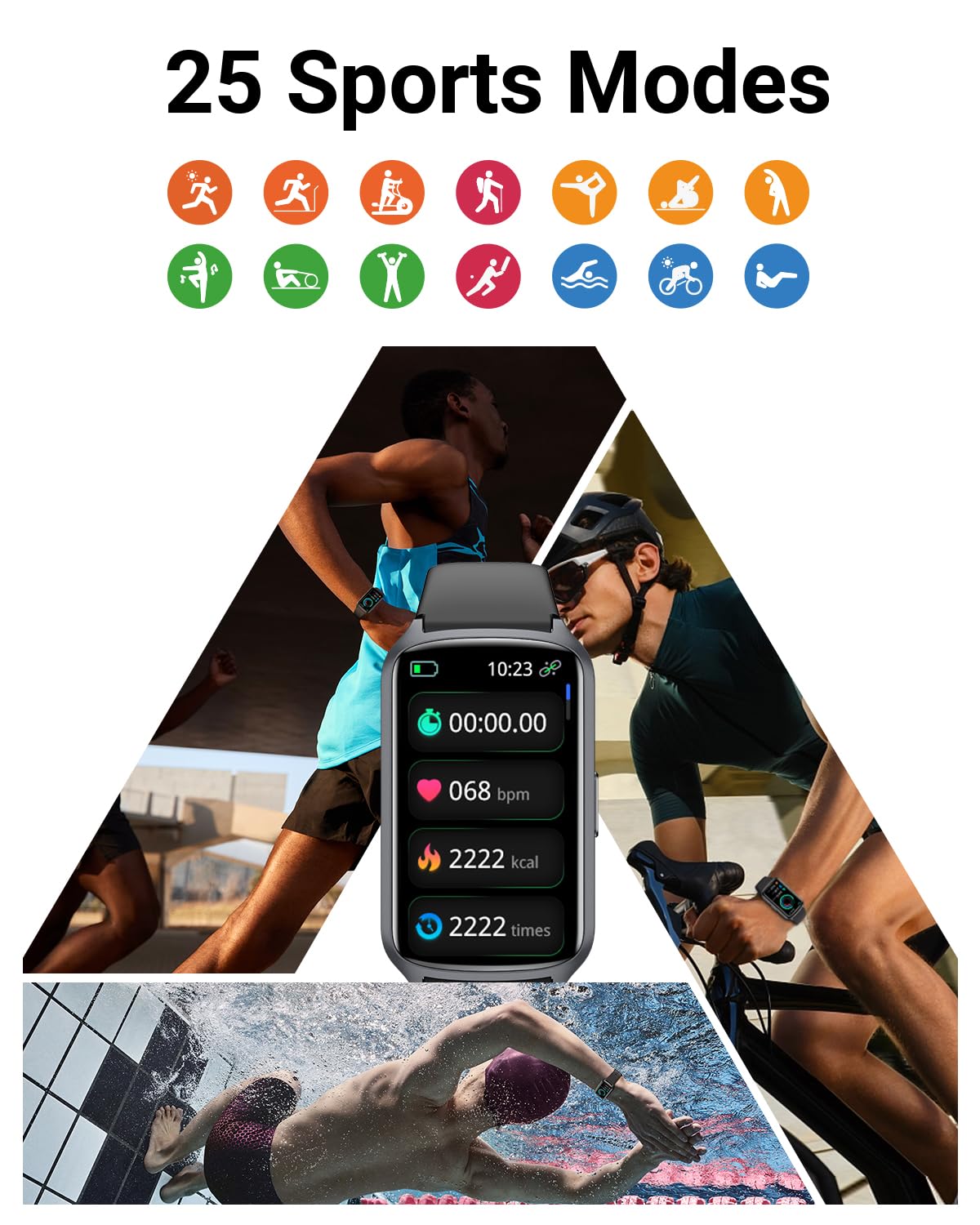 Amzhero Health Fitness Tracker with 24/7 Heart Rate, Blood Oxygen, Blo - View 3