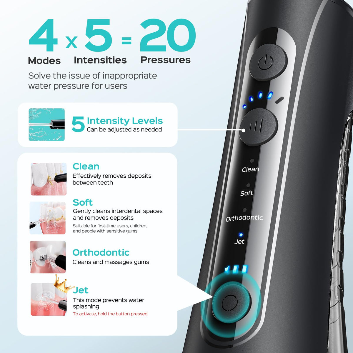 COSLUS ADA Accepted C50 Water Dental Flosser 4 Modes 5 Power - COSLUS Official Imagery - 5