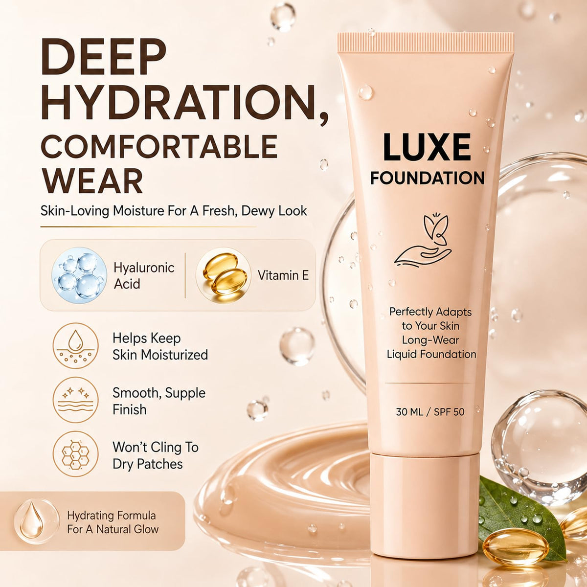 for Women Color Changing Foundation Hyaluronic Acid Vitamin - LUXE FOUNDATION Official Imagery - 4