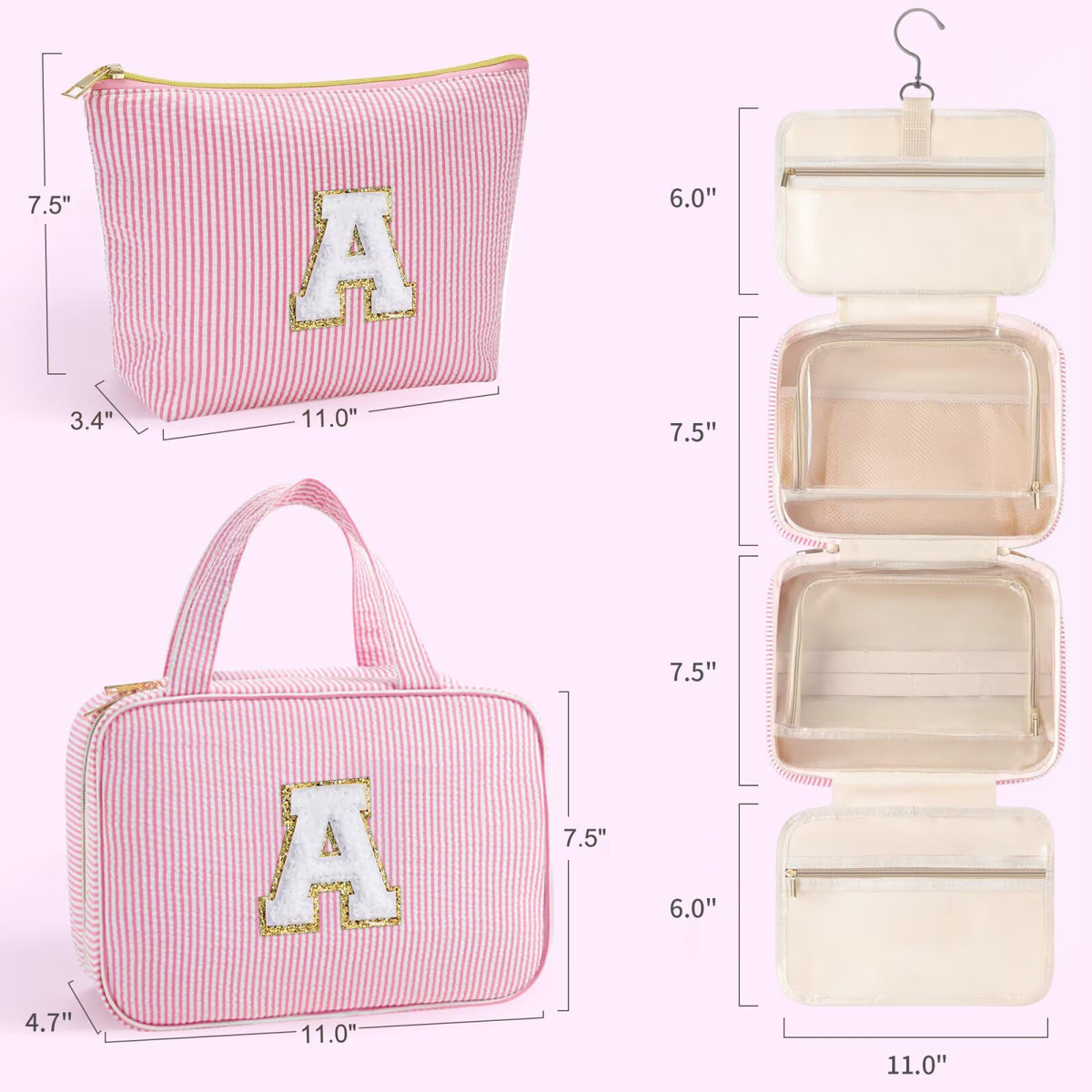 YOOLIFE Kids Toiletry Bag Initial Makeup Bag for Teen Girls - YOOLIFE Official Imagery - 6