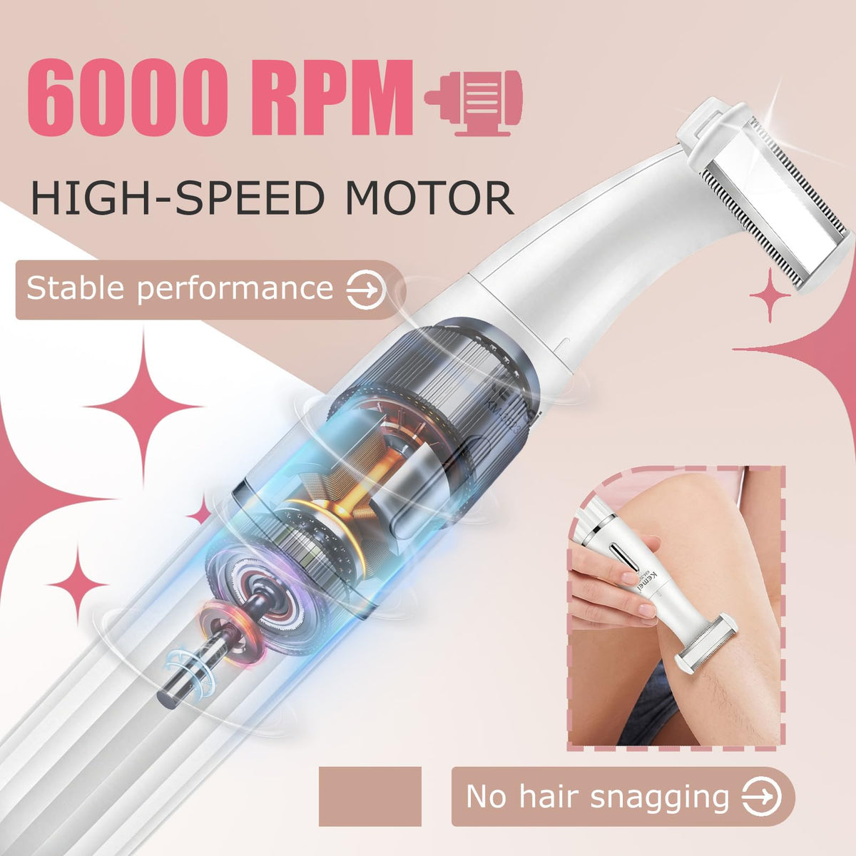 KEMEI 3523 6 in 1 Bikini Trimmer for Women IPX4 Waterproof - KEMEI Official Imagery - 6