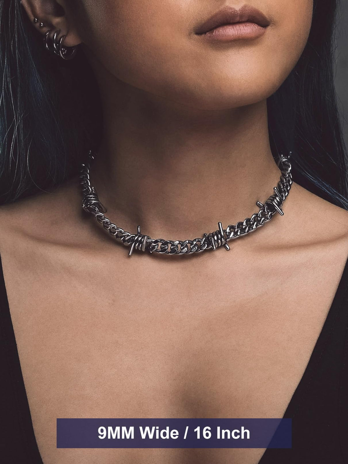 Bandmax Stainless Steel Barbed Wire Cuban Chain Necklace for - Bandmax Official Imagery - 5