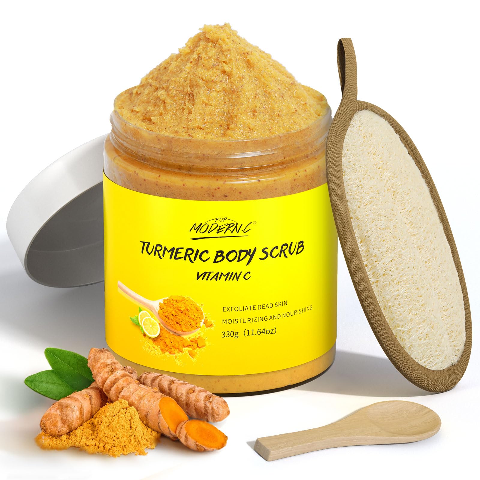 Turmeric Vitamin C Body Scrub Remove Dead Skin Exfoliating for - Product Imagery