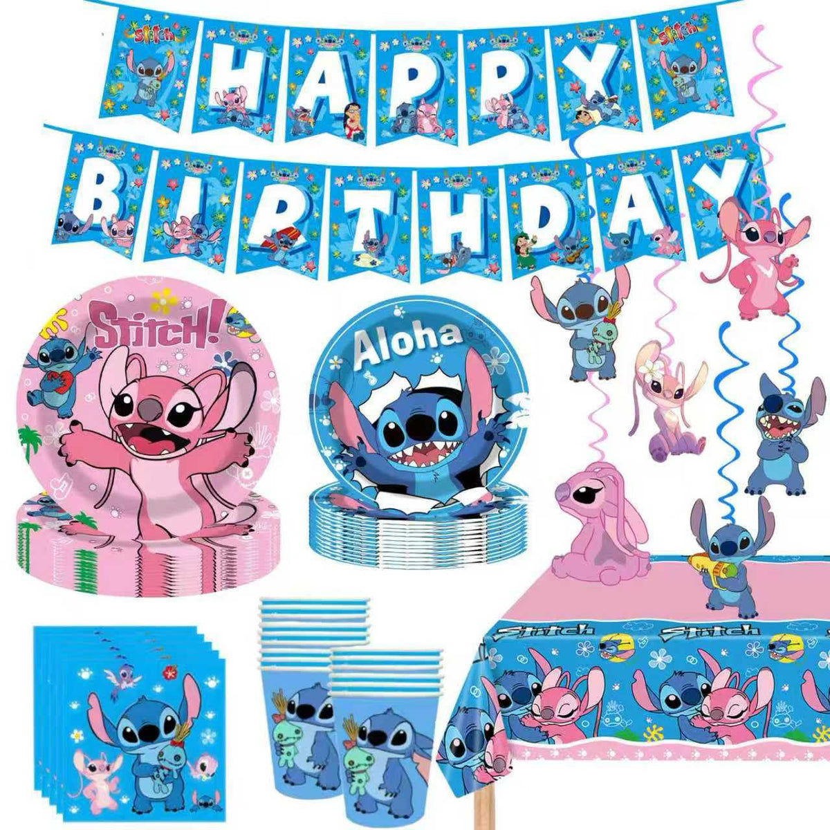 88PCS For Stitch Party Supplies 6 Hanging Swirls 20 Napkins - KROCEUS Official Imagery - 7