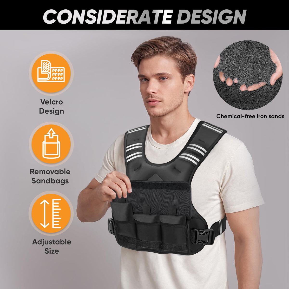 Adjustable Weighted Vest 4 10lb 12 18lb 20 32lb Vest with 6 - APEXUP Official Imagery - 4