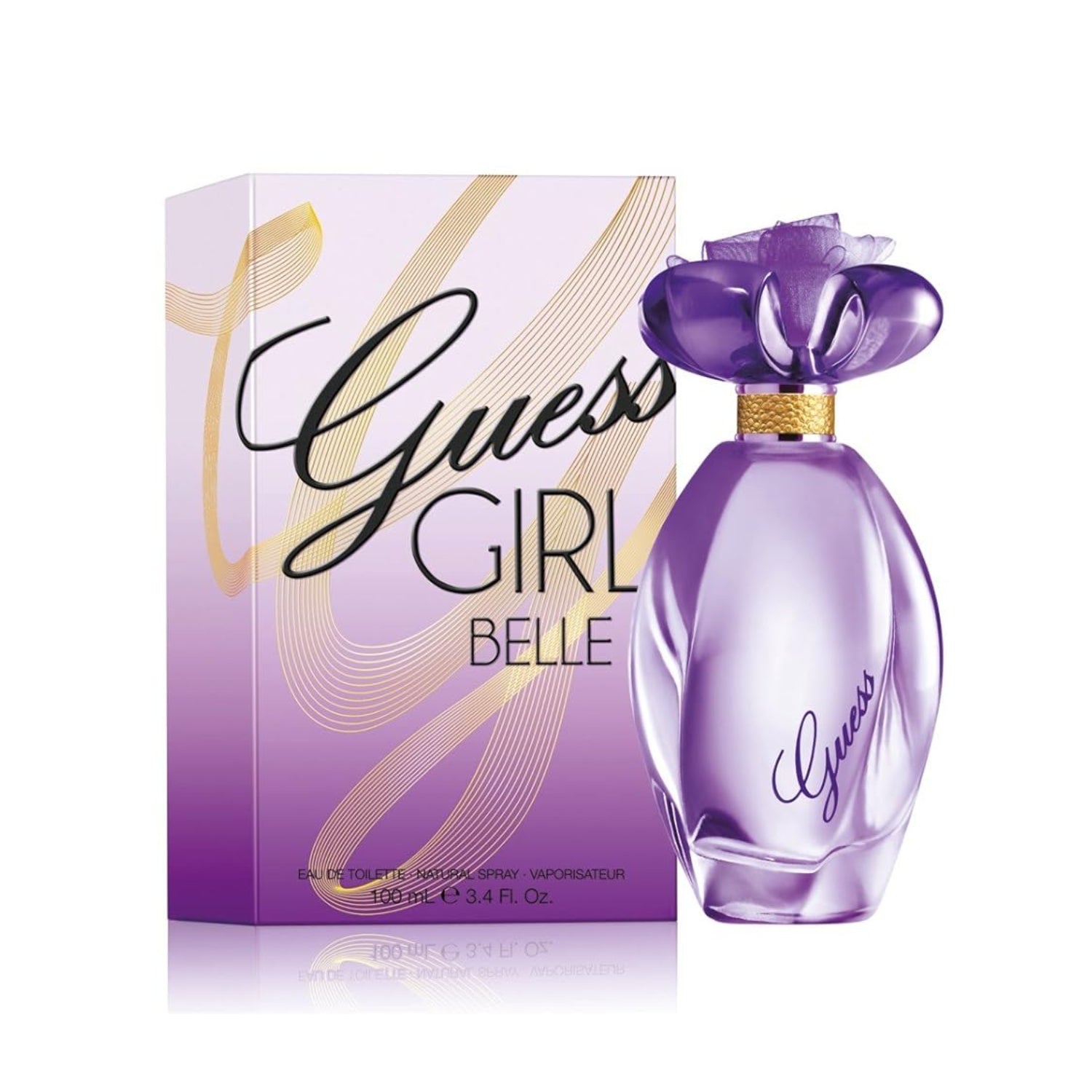 Guess Girl Belle Eau De Toilette perfume spray for women, 3.4 oz, featuring the elegant Guess fragrance bottle.