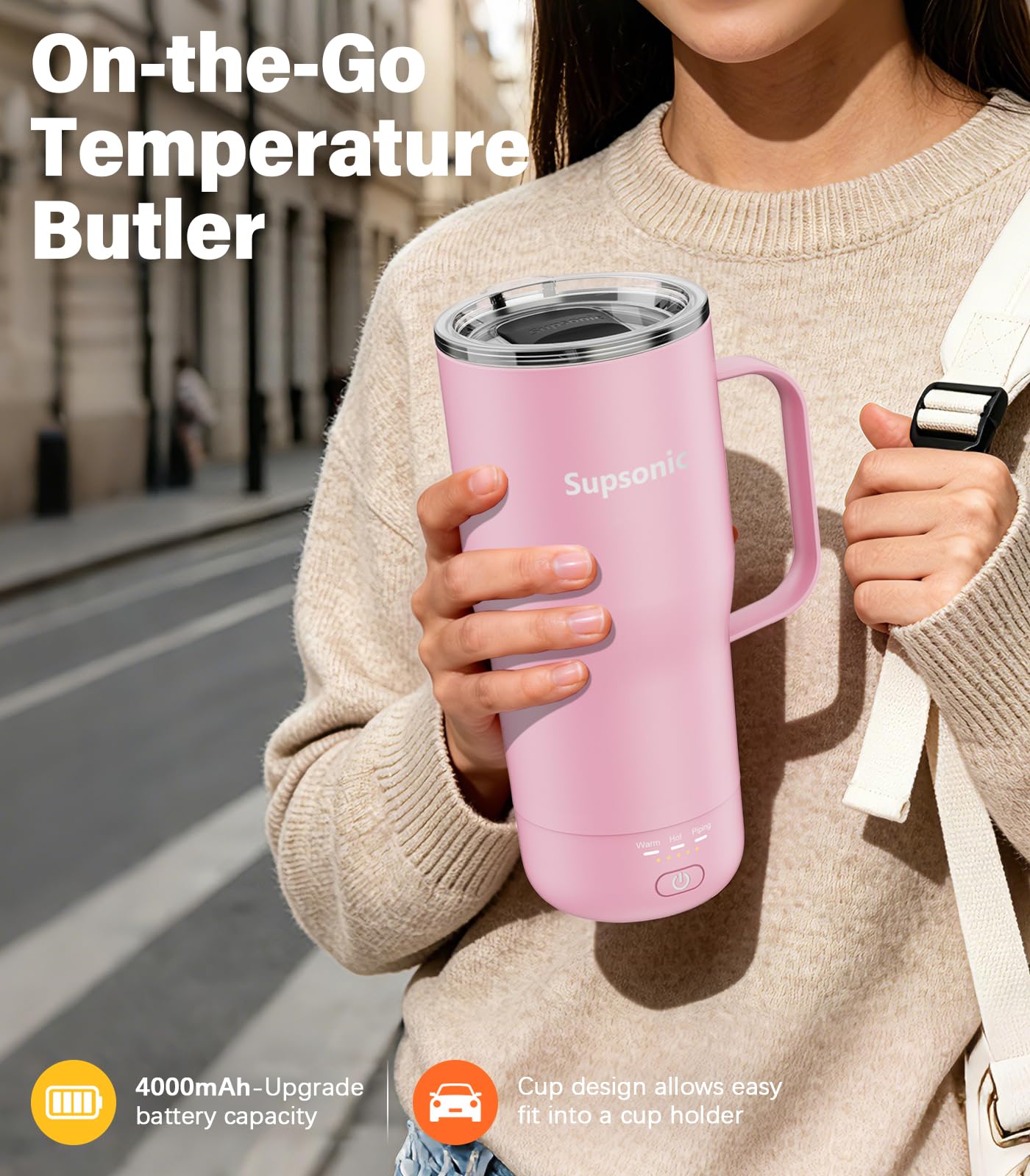 Supsonic 20oz Self-Heating Coffee Mug Electric Temp Control S3