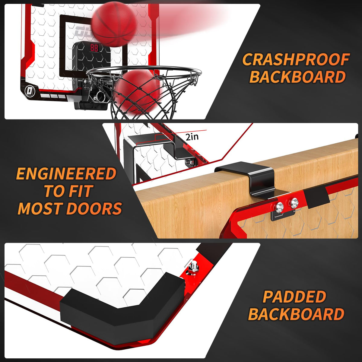 TEMI Indoor Basketball Hoop for Kids Door Room Basketball - TEMI Official Imagery - 5