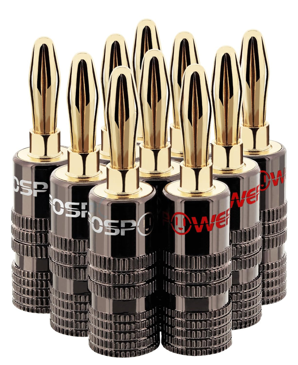 FosPower Banana Plugs 12 Pairs 24 pcs Closed Screw 24K Gold - FosPower Official Imagery - 8