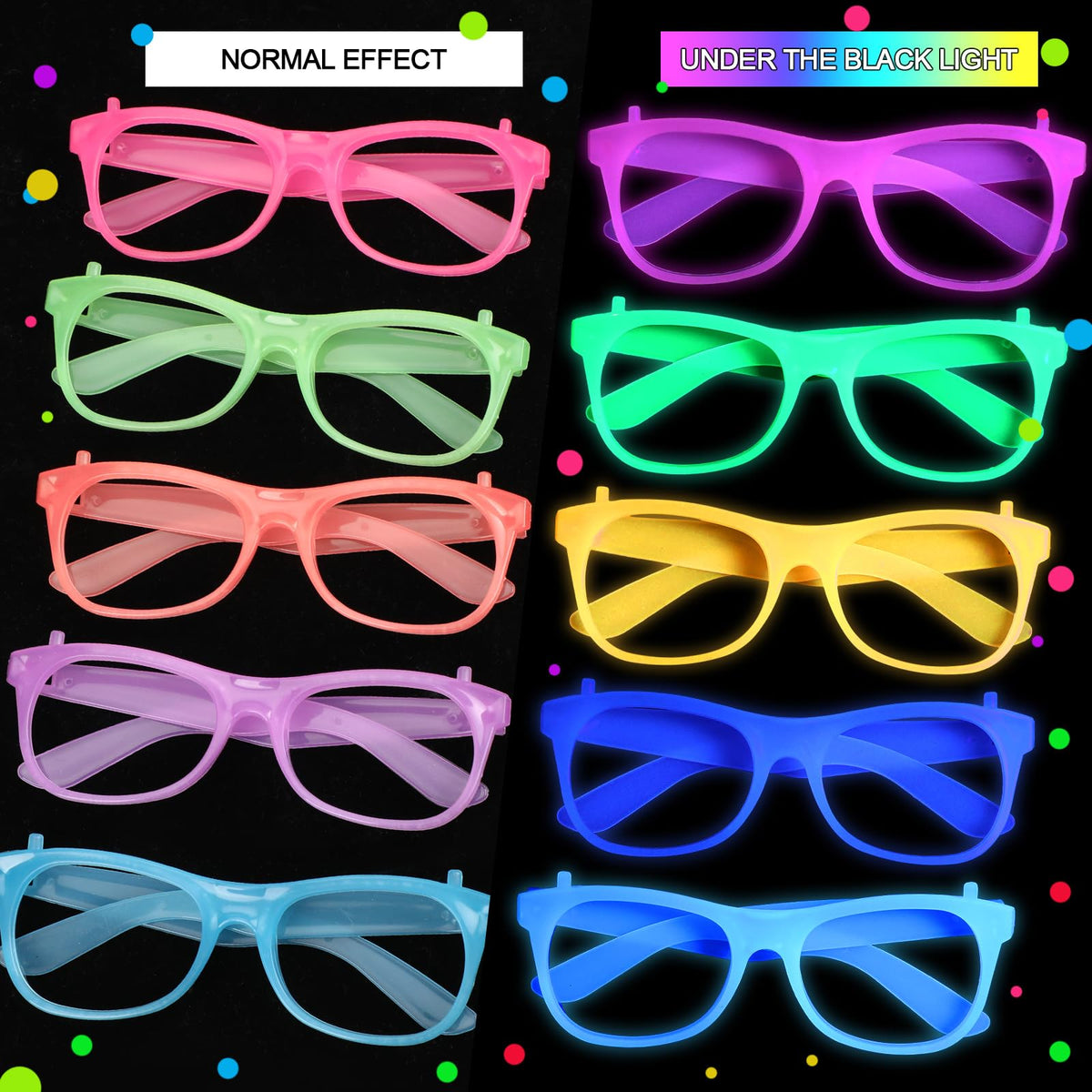 Halloween Glow in The Dark Glasses Neon Glasses UV Reactive - Viozakanry Official Imagery - 4