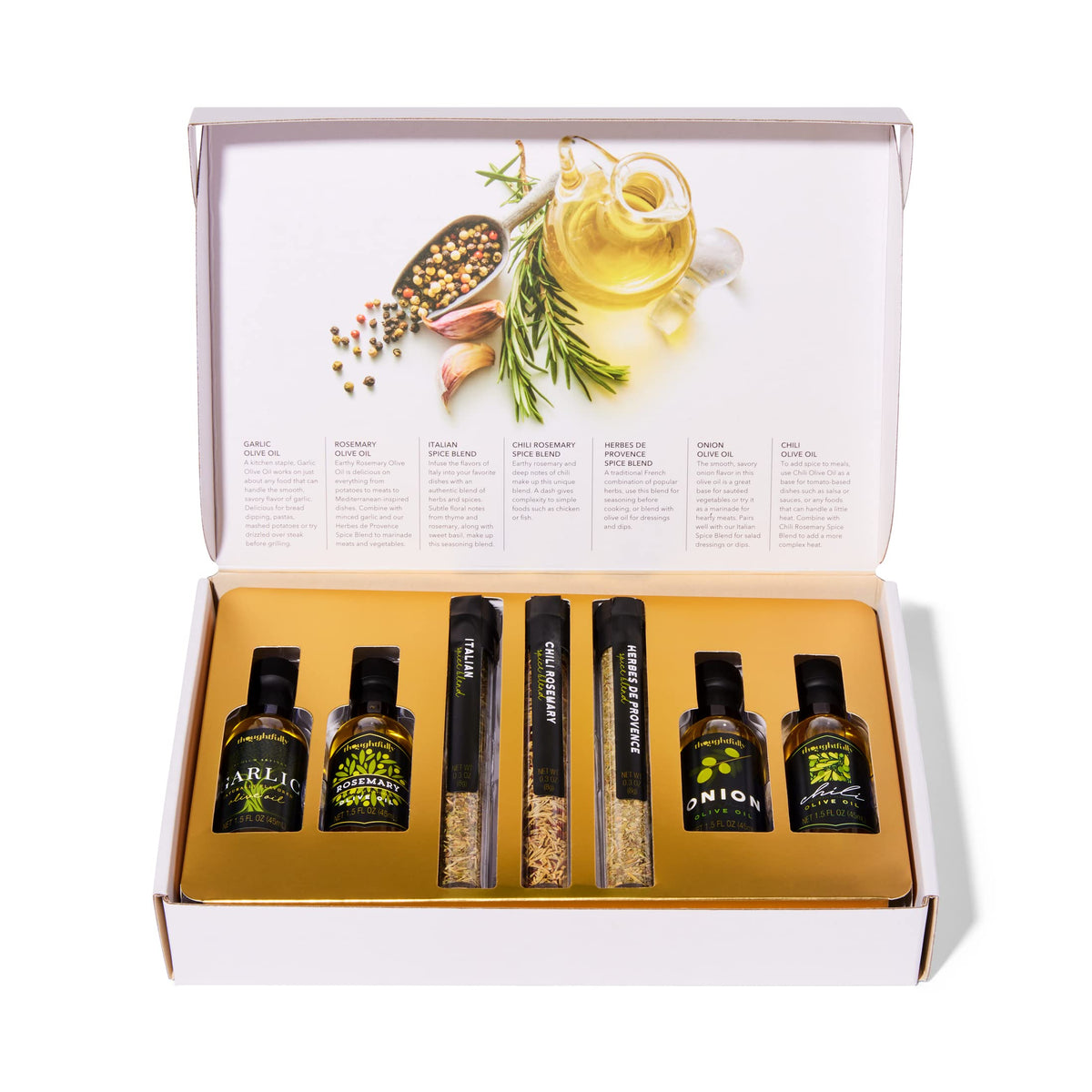 Olive Oil Spice Infusion Gift Set Cold Pressed Spanish - Thoughtfully Official Imagery - 6