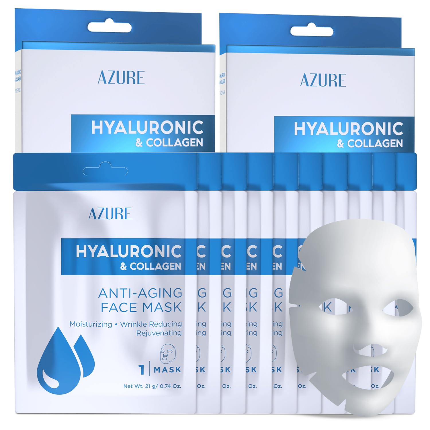 Vitamin C &amp; Collagen Korean Sheet Masks, Dermatologist Tested - Azure Cosmetics