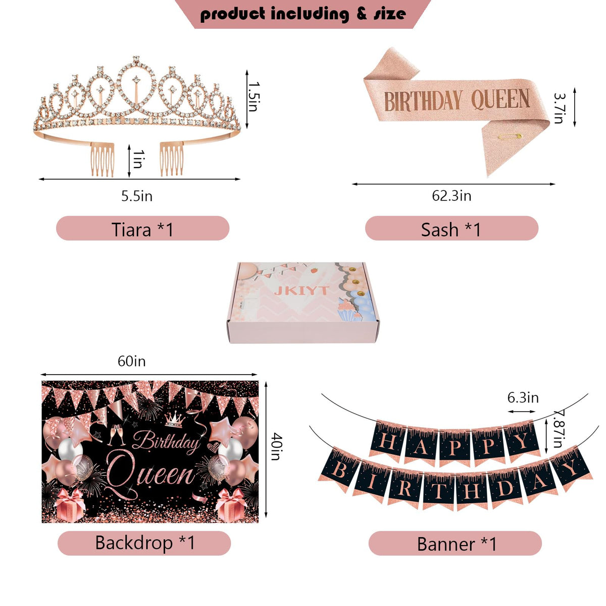 Happy Birthday Party Decorations for Women Girls - JKIYT Official Imagery - 4