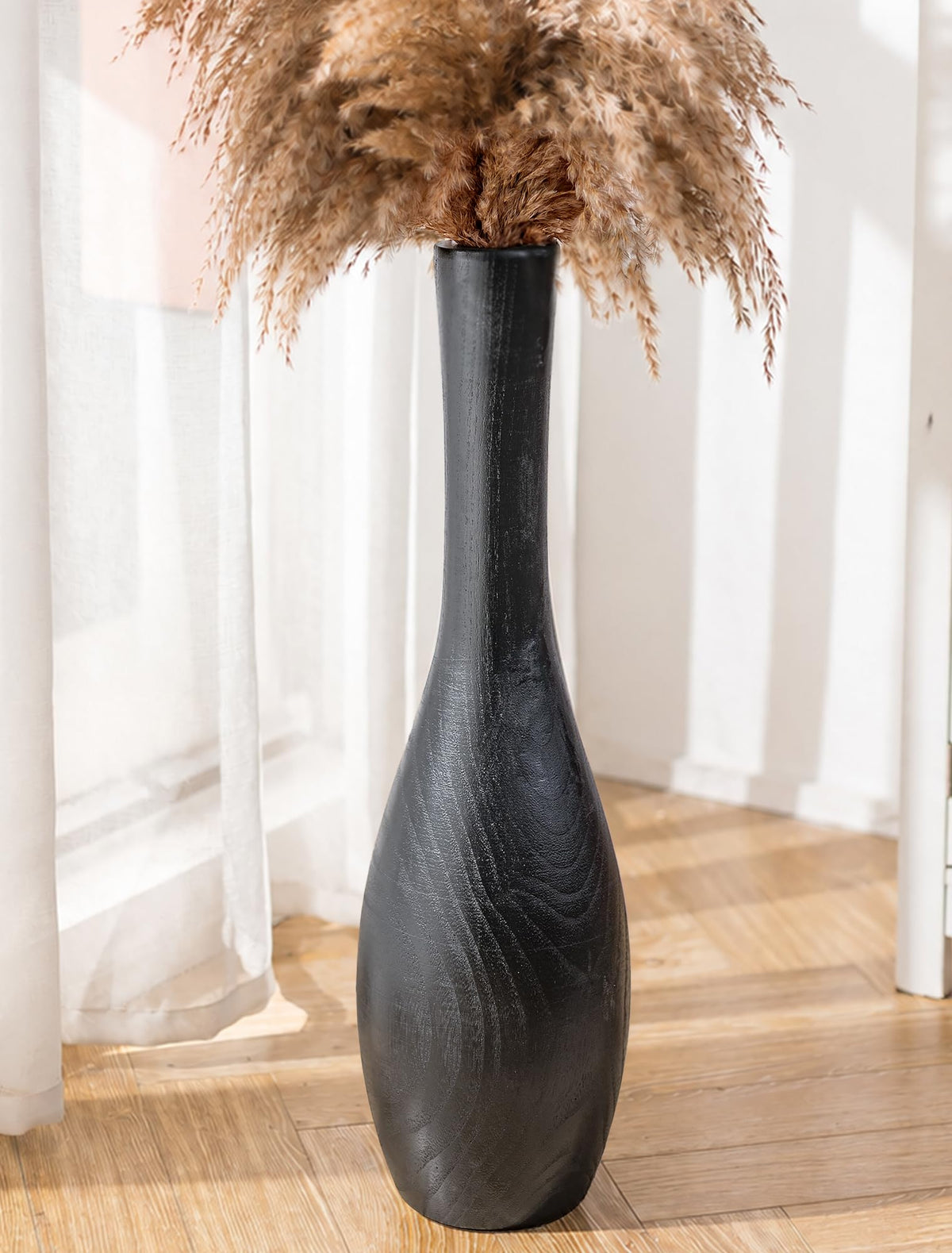 Hanobe 22 Tall Wood Floor Vase for Pampas Grass Boho - Hanobe Official Imagery - 8