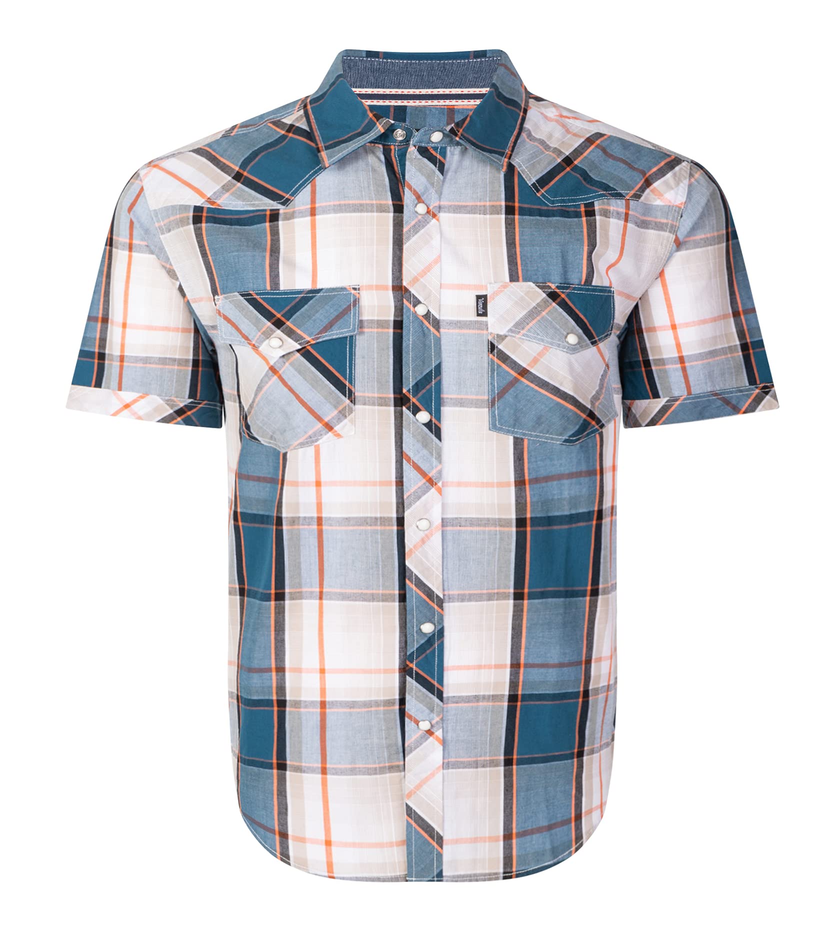 VENZULIA Men's Western Snap Casual Shirt Two Pocket Short Sleeve Shirt - VENZULIA Official Product View 8
