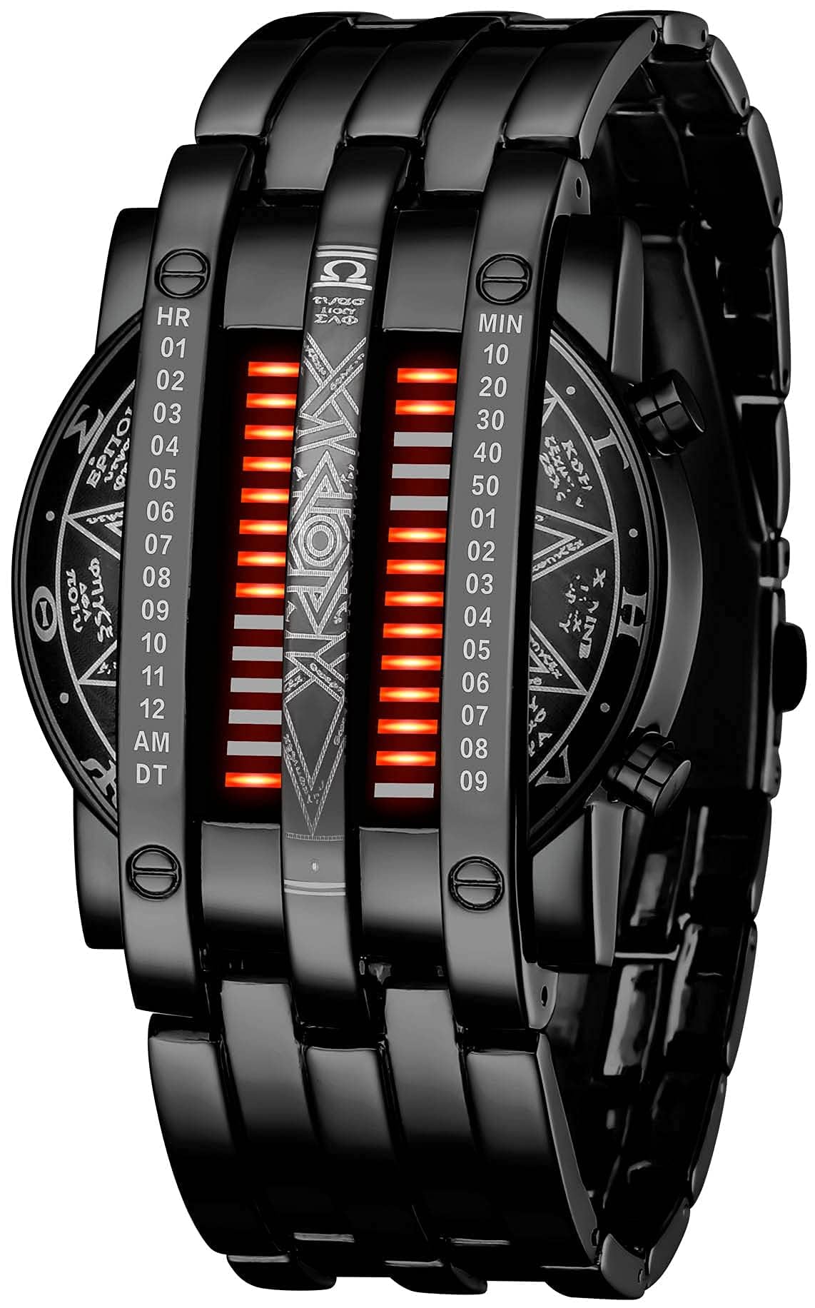 FANMIS Creative Mens Binary Matrix Blue LED Digital Watch Black Plated LED - FANMIS Official Product View 9