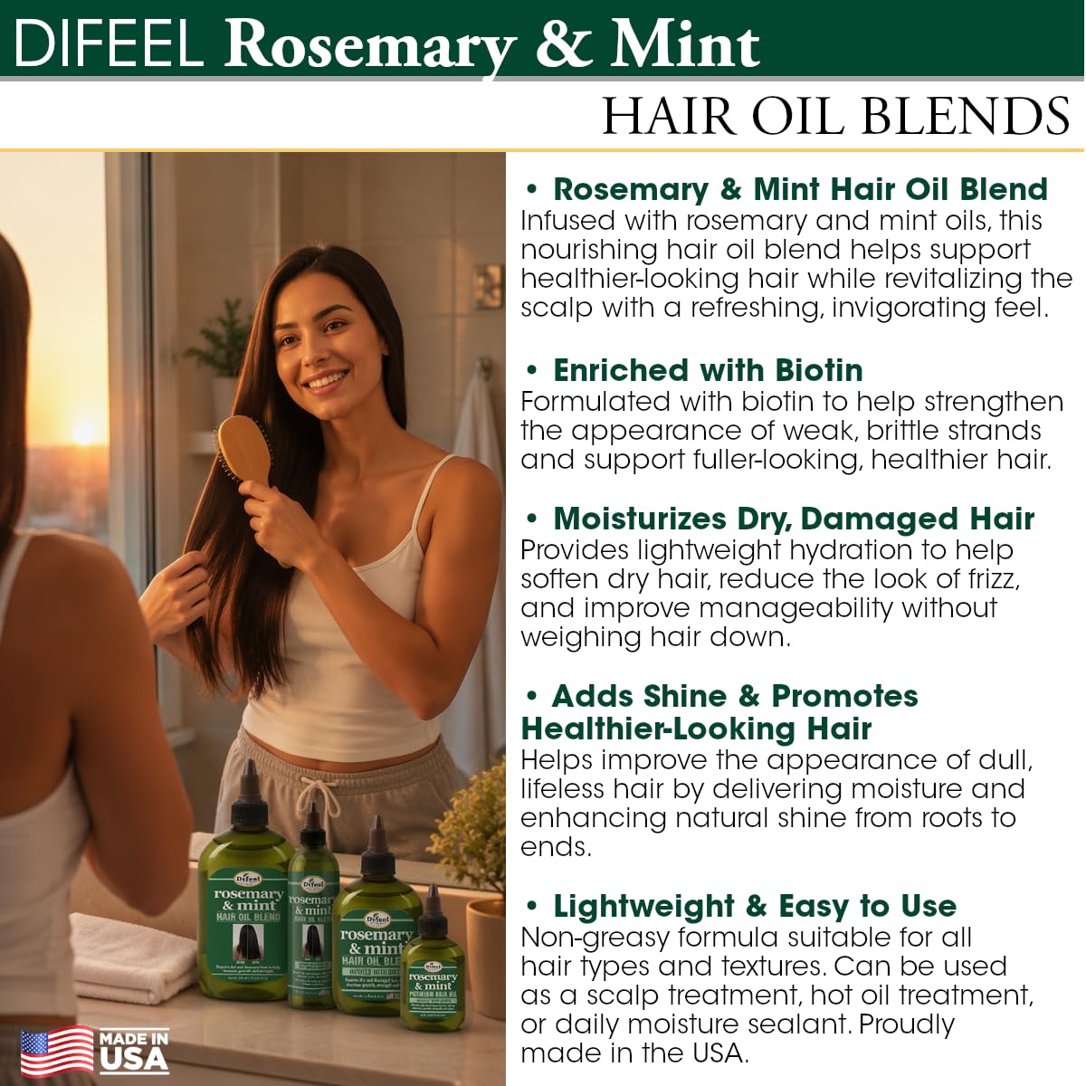 Difeel Rosemary and Mint Hair Oil Blend with Biotin 7.1 Ounce - Strengthening - Difeel Official Product View 7