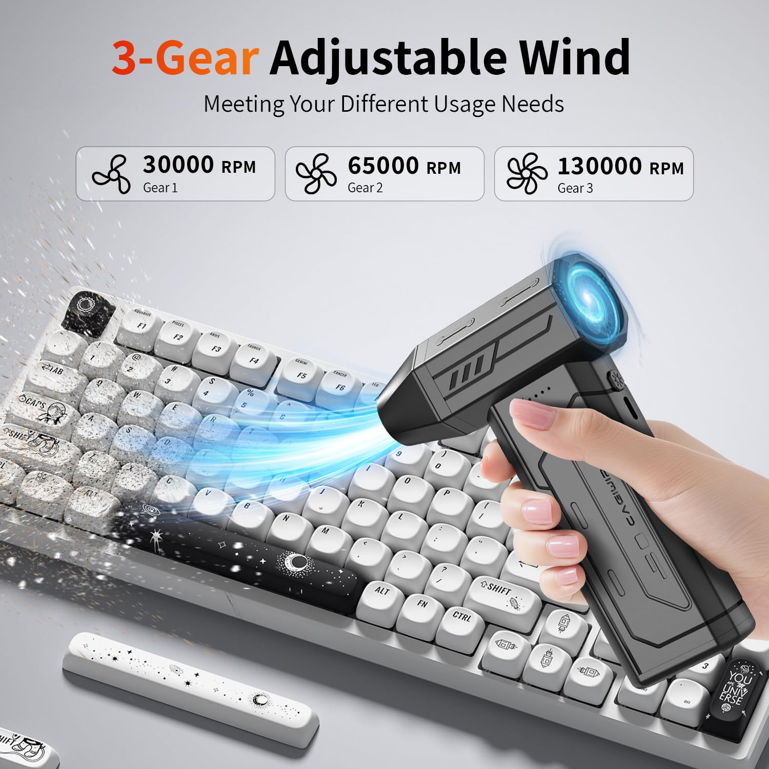 CAGIWIRU Compressed Air Duster,130000RPM Super Power Cordless Air by CAGIWIRU - Angle View 4