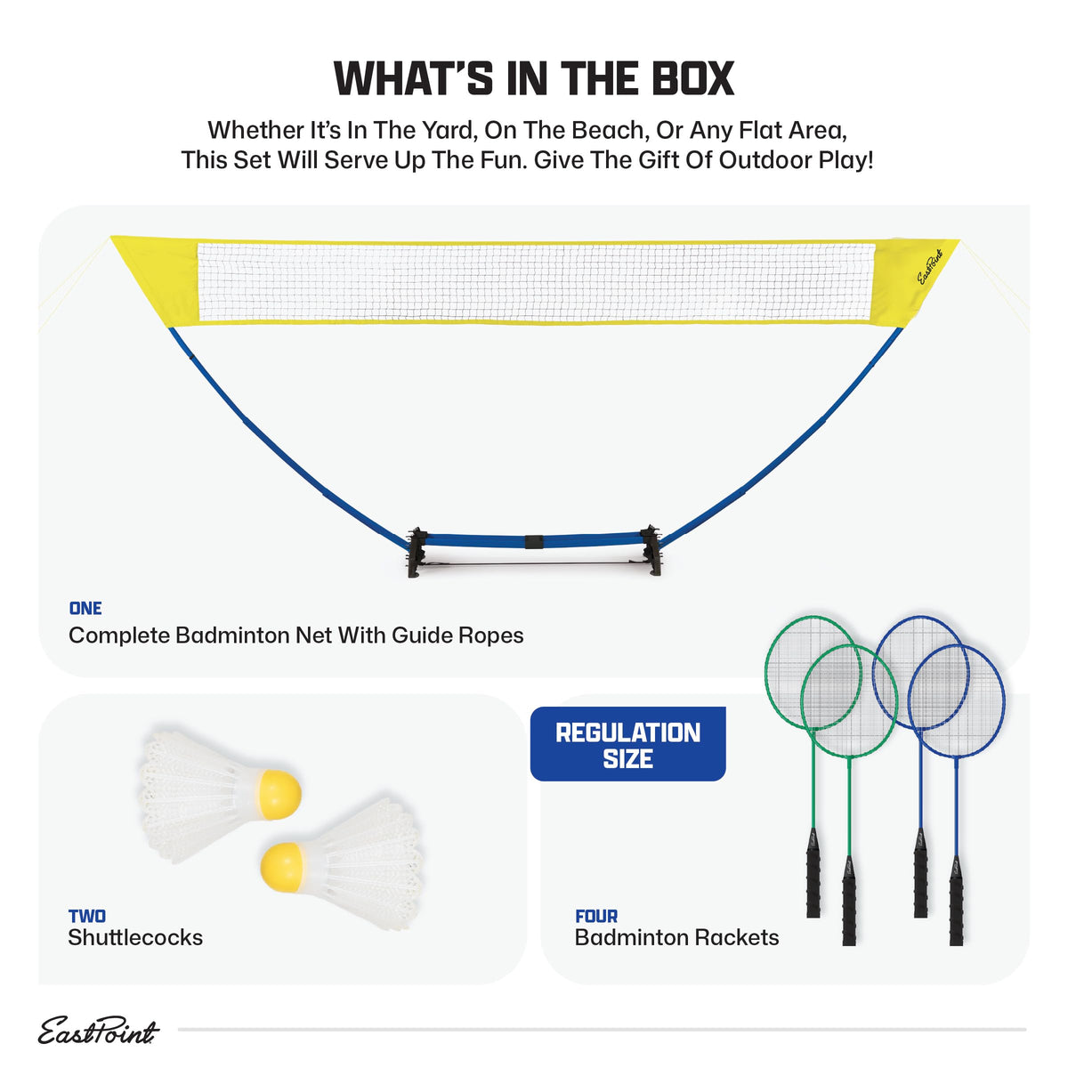 EastPoint Badminton Set 4 Rackets 2 Shuttlecocks 15 Net - EastPoint Sports Official Imagery - 6