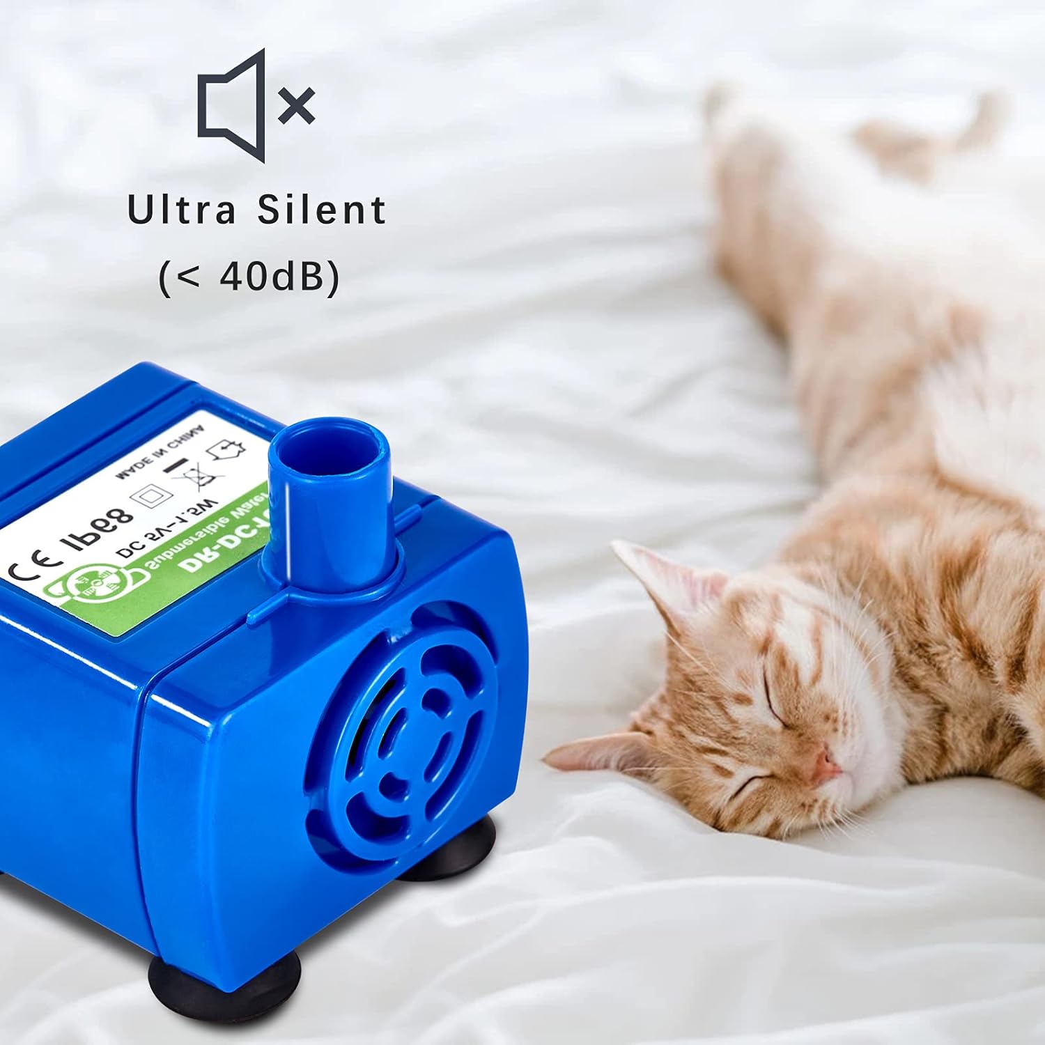 Monsin Cat Water Fountain Pump with DR-DC160 motor for round, cubic, and flower cap pet fountains, replacement pump for clean water flow