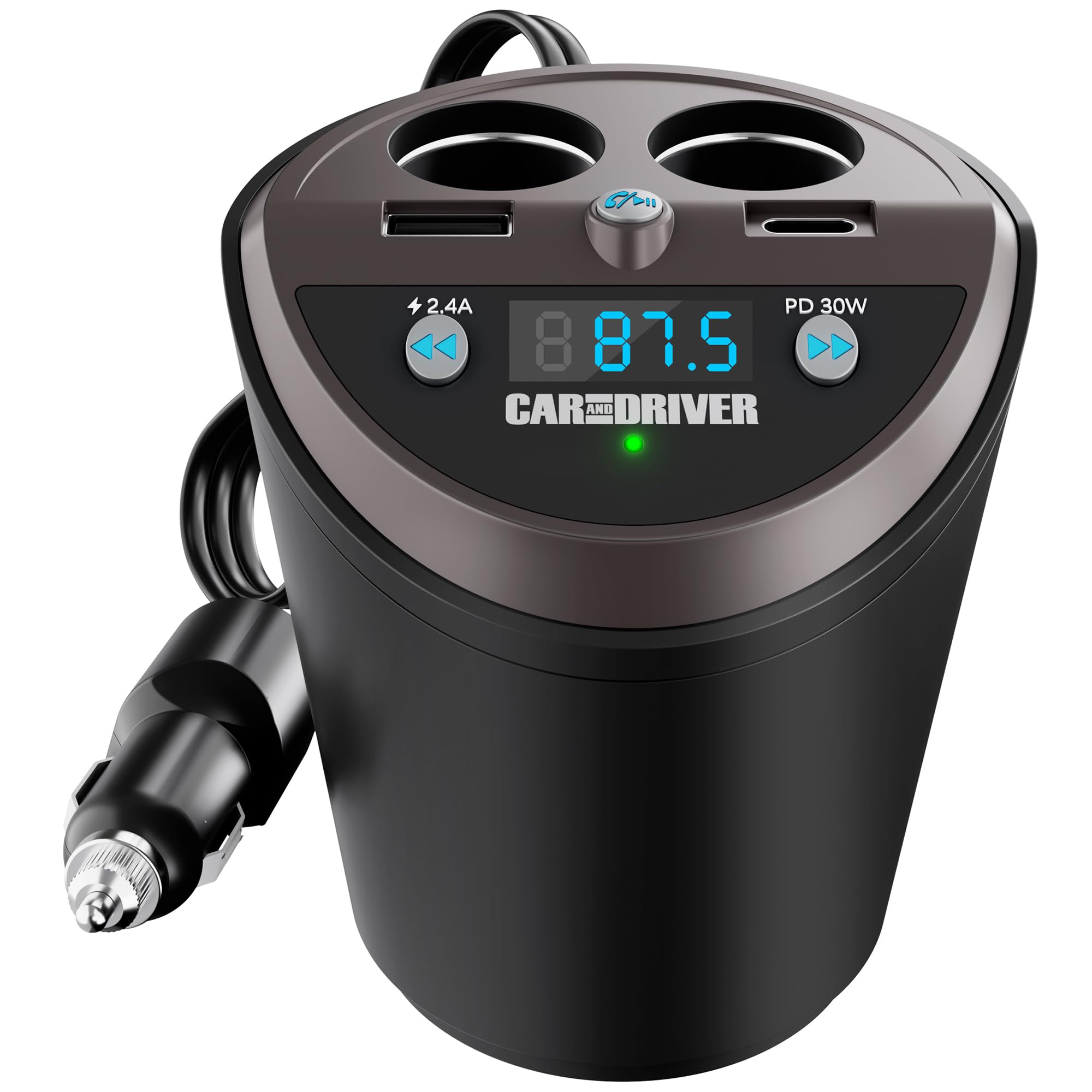 Car and Driver Smart FM Transmitter Bluetooth Cup Holder, Compati by Car and Driver - Angle View 1