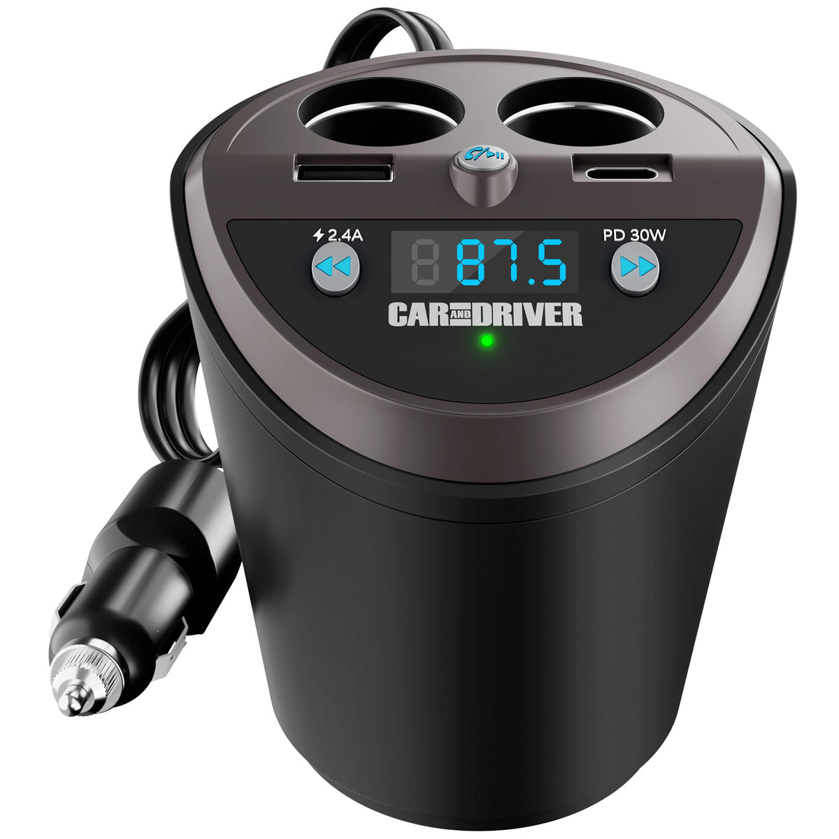 Bluetooth Car Adapter FM Transmitter USB C Port Cigarette - Car and Driver Official Imagery - 2