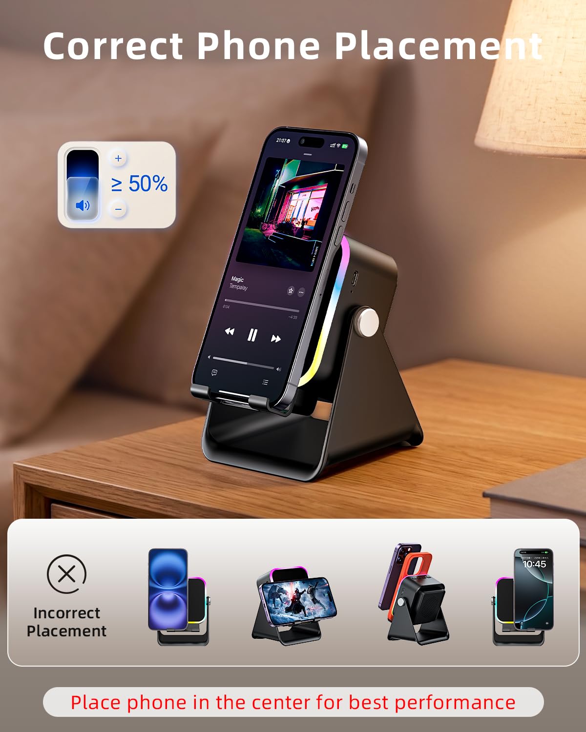 Oresoc Induction Speaker 5-in-1 Wireless Bluetooth Audio for iPho - Oresoc Official Product View 7