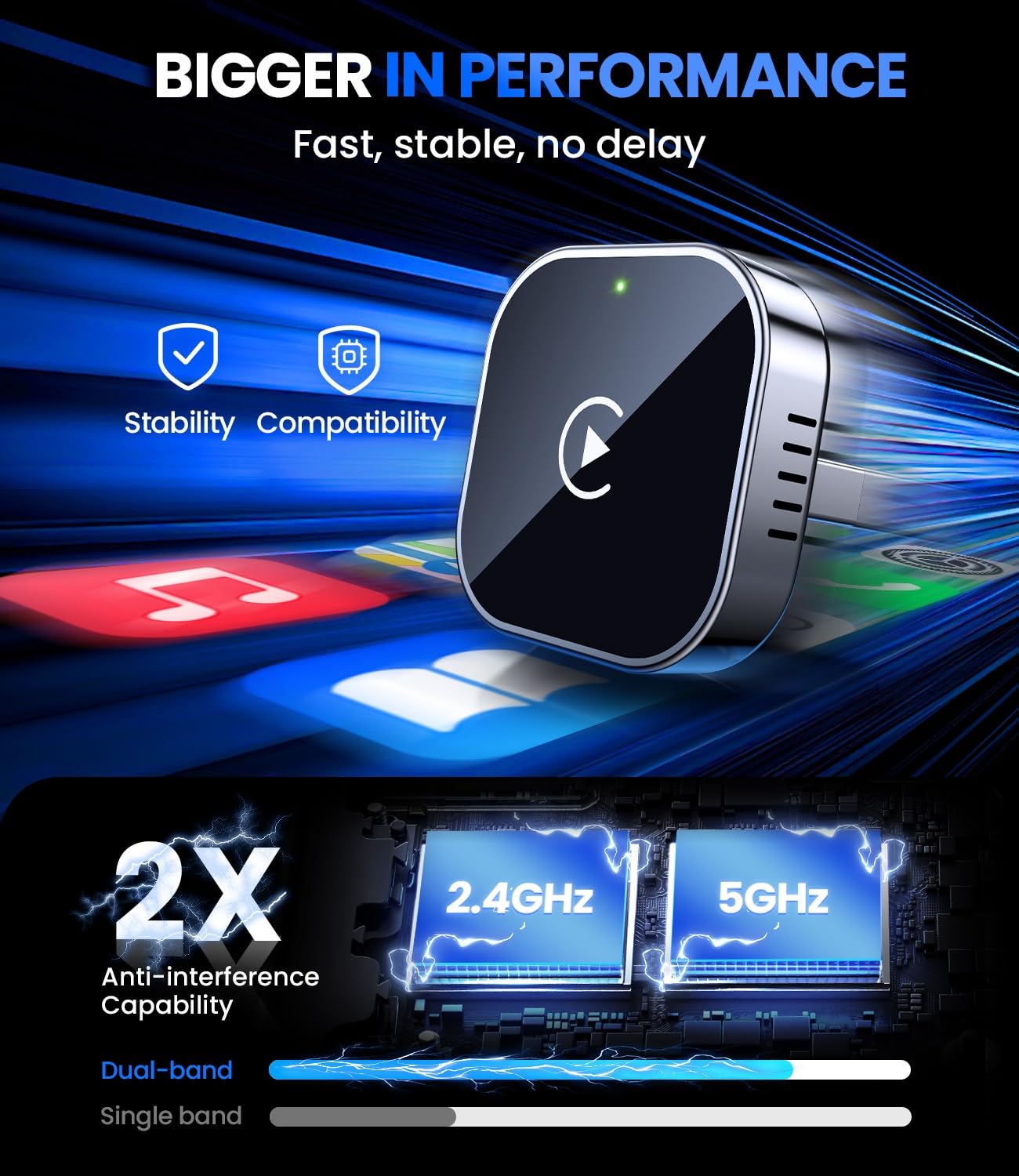 Teeran Wireless CarPlay Adapter for iPhone  , Mini Plug & Play fo by Teeran - Angle View 5