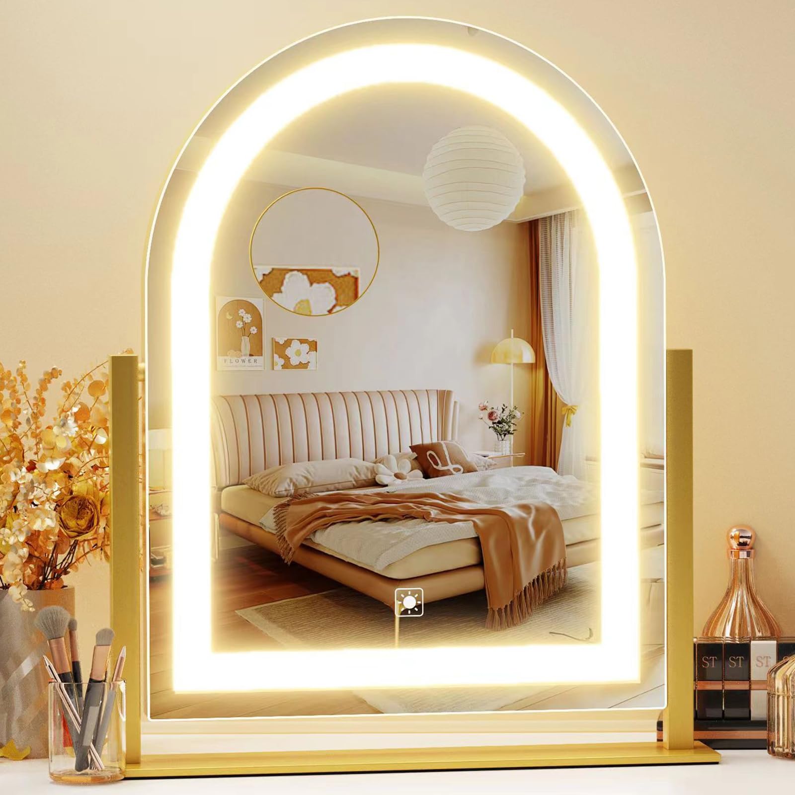 Gvnkvn Arched Makeup Vanity Mirror with Lights 17.2" LED Makeup Mirror Detachabl - Gvnkvn Official Product View 1