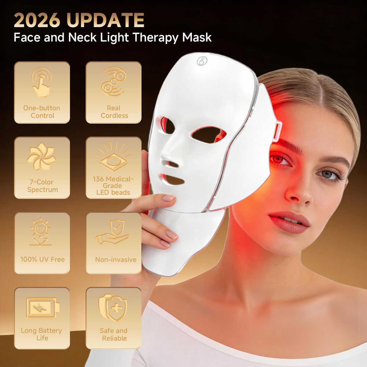 3D Cordless Red Light Therapy Mask for Face and Neck - AIHEU Official Imagery - 4
