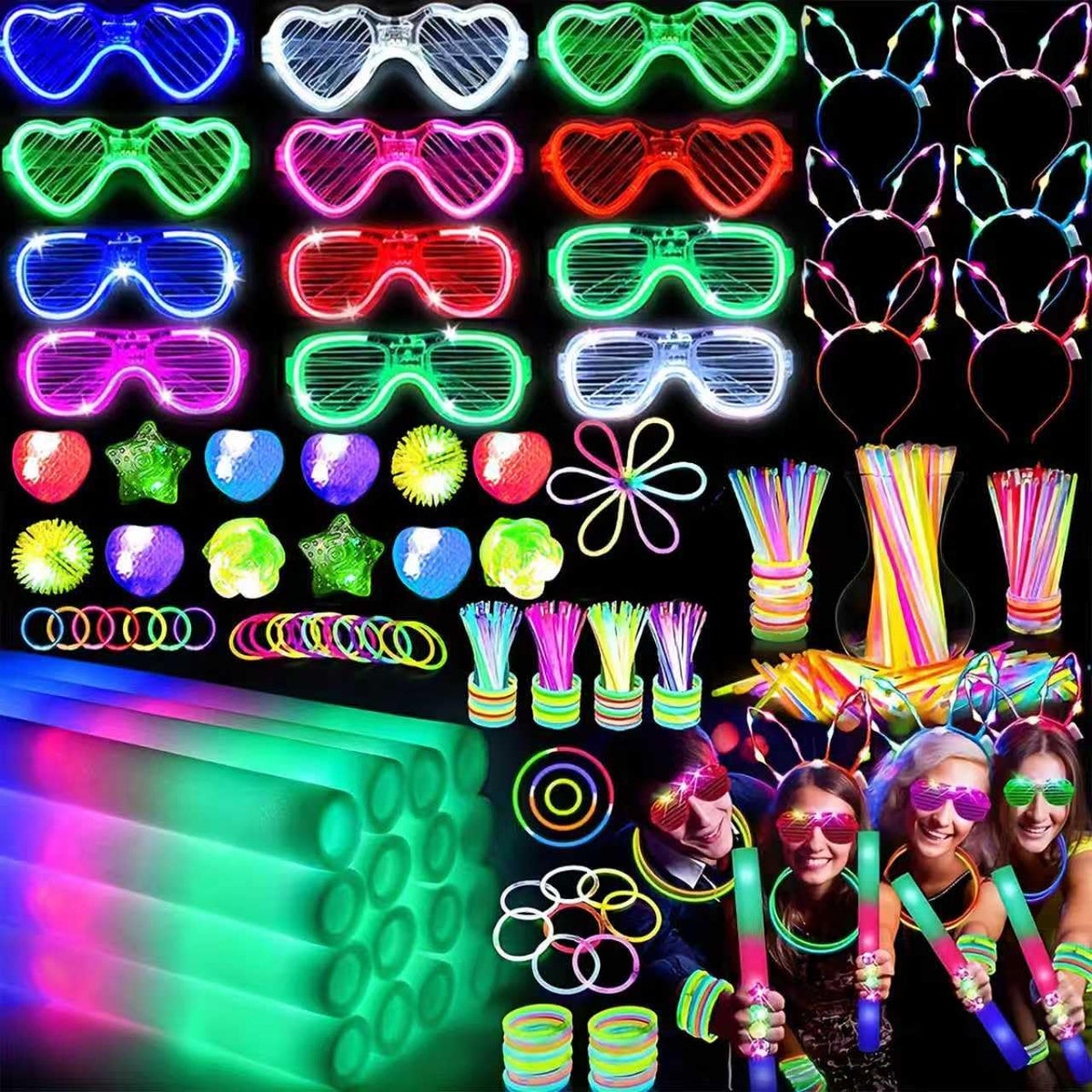 142 PCS Glow in the Dark Party Supplies 12 Foam Sticks 12PCS - AioAuiy Official Imagery - 2