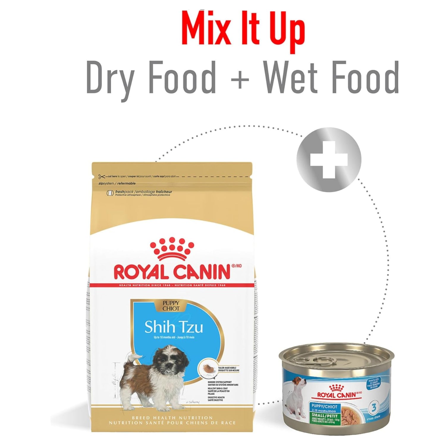 Elefair Royal Canin Shih Tzu Puppy dry dog food bag, 2.5 lb, featuring breed-specific nutrition for small breed puppies.