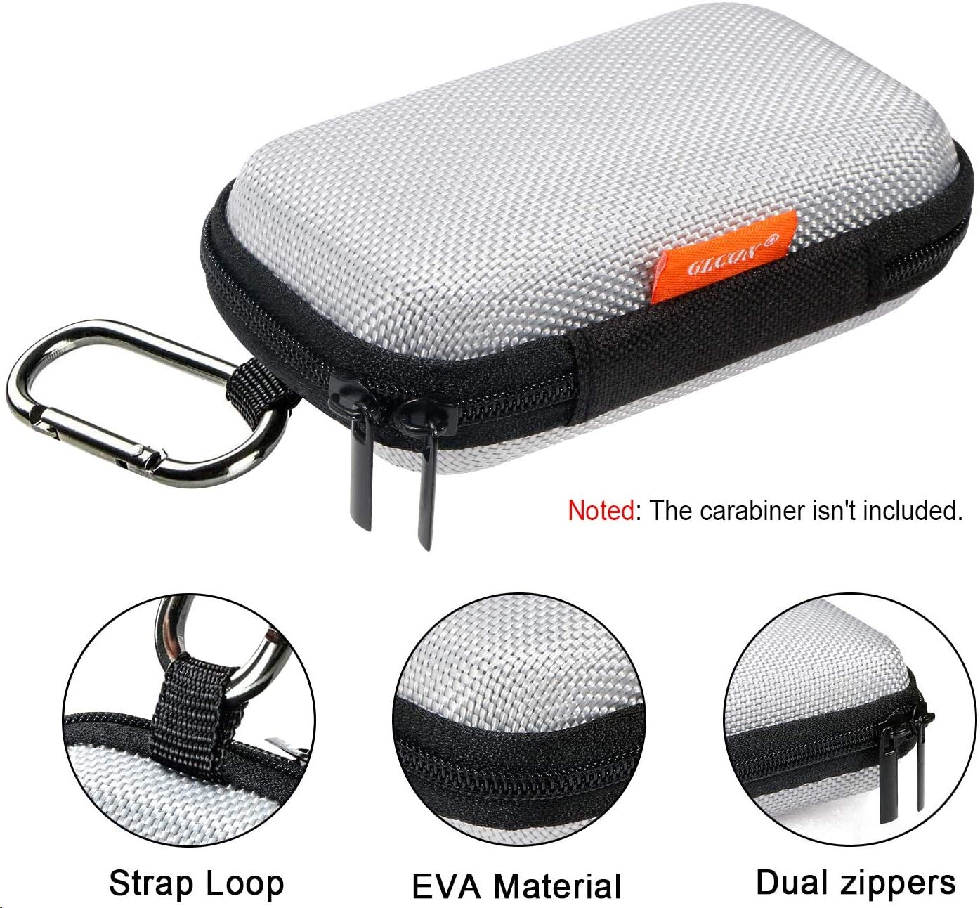 GLCON Silver Small EVA Electronic Carrying Case, Hard Shell Zipper Pouch - GLCON Official Product View 3