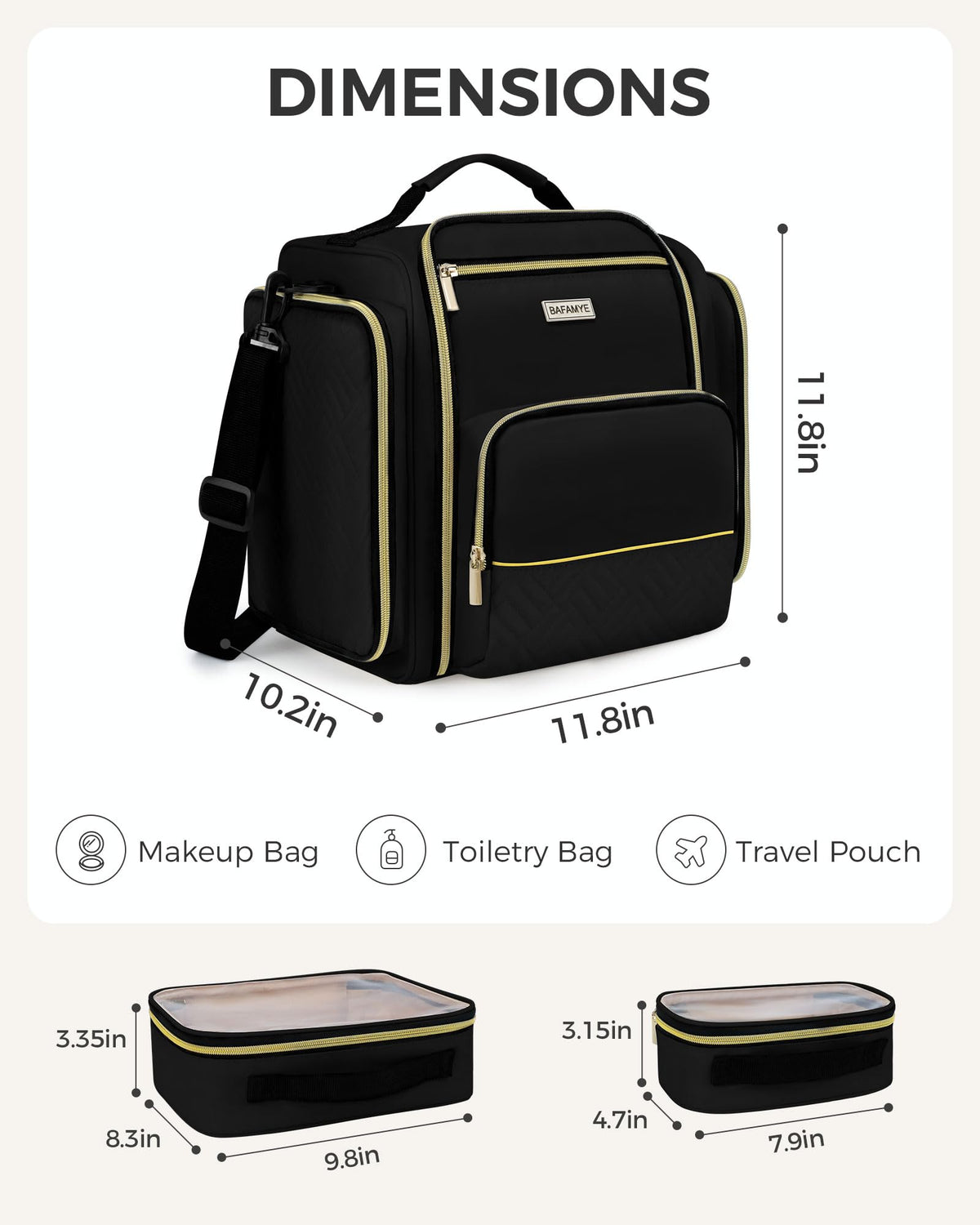 Large Travel Makeup Bag - BAFAMYE Official Imagery - 4