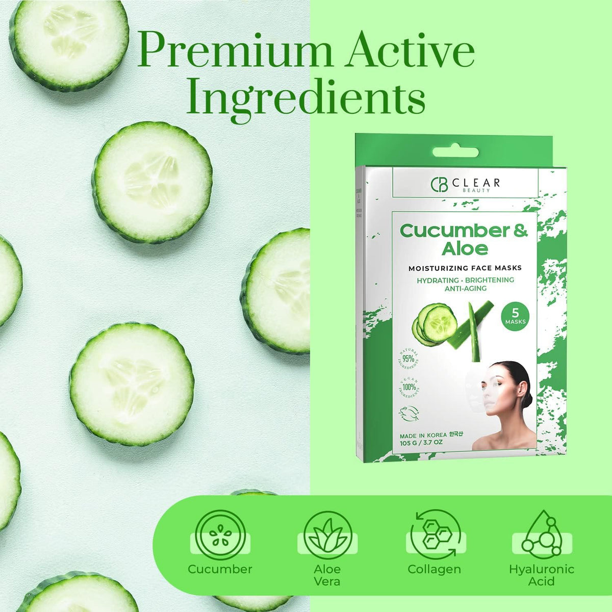 Cucumber Aloe Vera Hydrating Face Mask Dermatologist Tested - Clear Beauty Official Product Imagery - 4