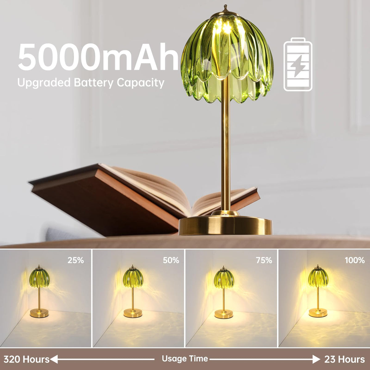 Shenmoyl Tulip Table Lamp with 5000mAh Battery Touch Control - Shenmoyl Official Imagery - 3