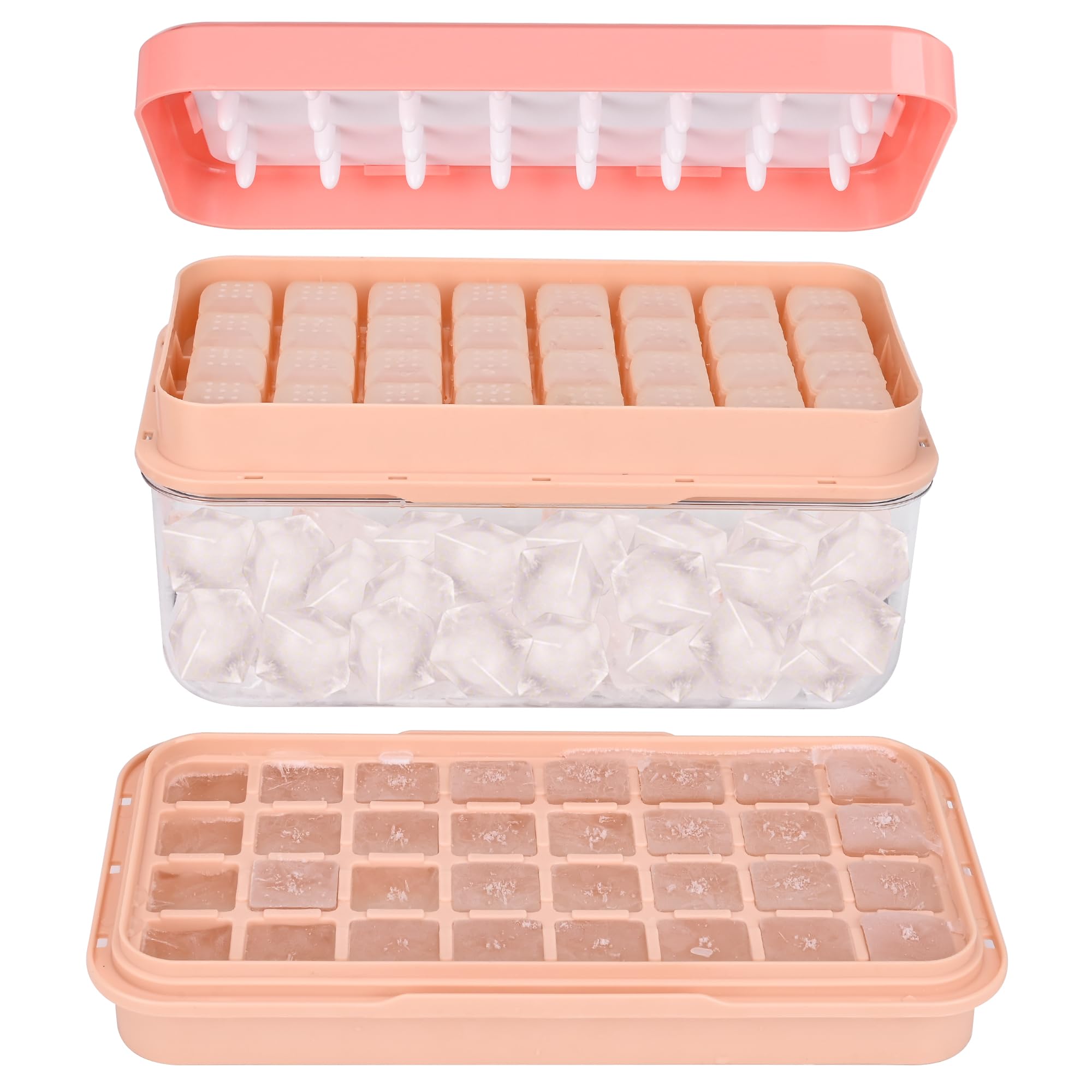 QUELIEN Ice Trays for Freezer with Lid & Bin, Ice Cube Tray Making 64 pcs Ice Cu - QUELIEN Official Product View 8