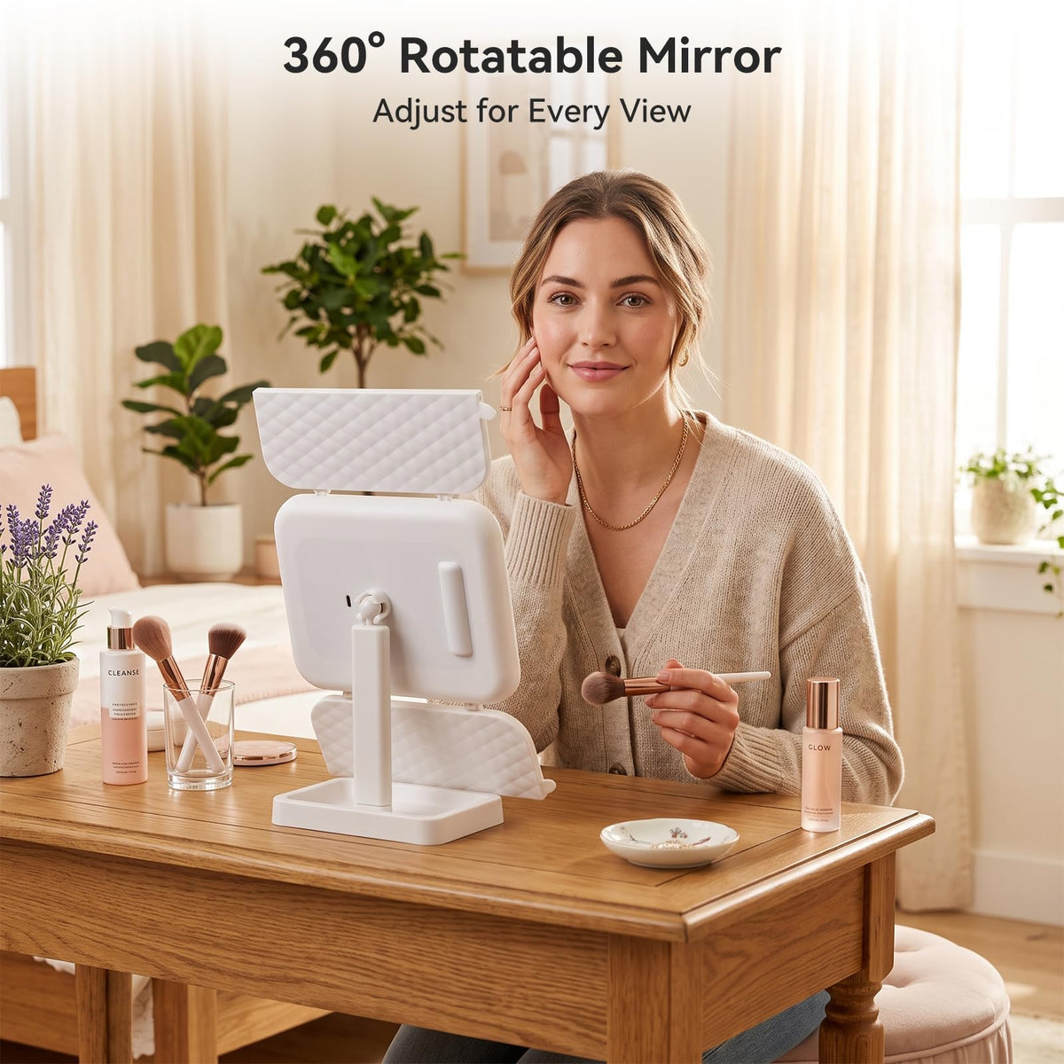 13 Fold Lighted Makeup Mirror 3 Color Tri Fold LED Vanity - FaHaner Official Imagery - 5