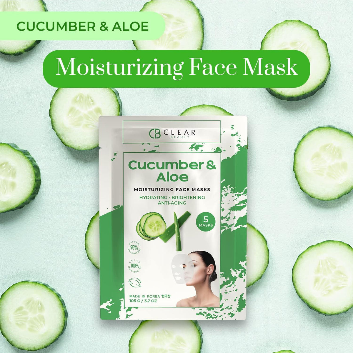 Cucumber Aloe Vera Hydrating Face Mask Dermatologist Tested - Clear Beauty Official Product Imagery - 8