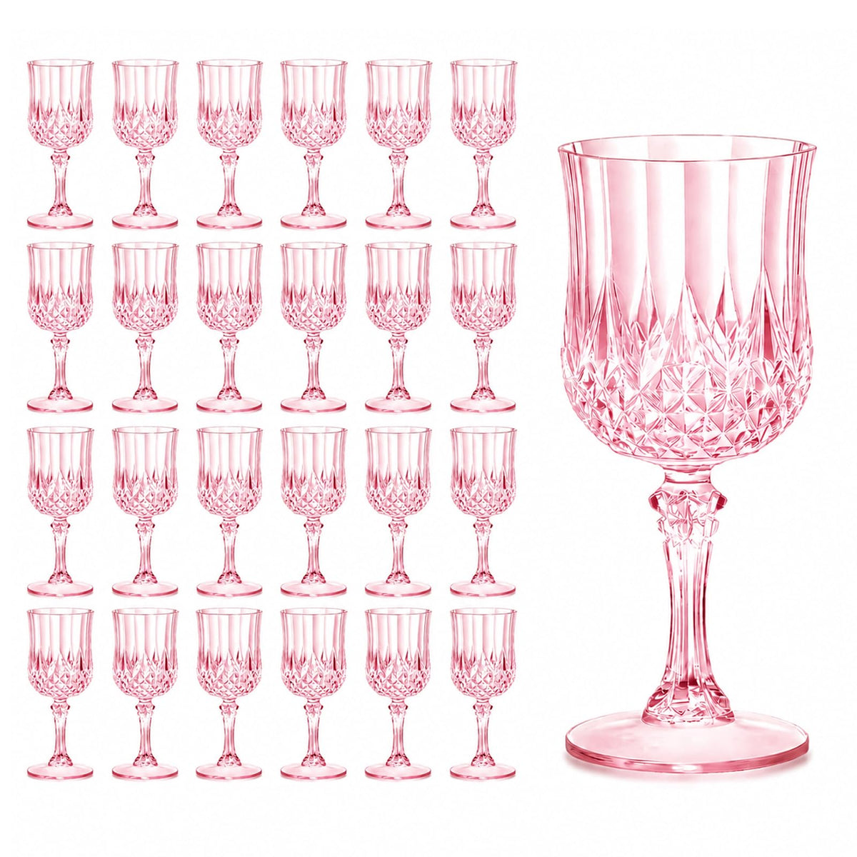 24Pcs Plastic Wine Glasses 7oz Plastic Goblets for Party - ARTGGLLR Official Imagery - 1