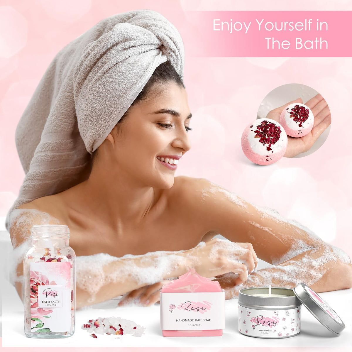Mother s Day Gifts Rose Spa Gifts Set Bath Gifts Set for - Frerdui Official Imagery - 5
