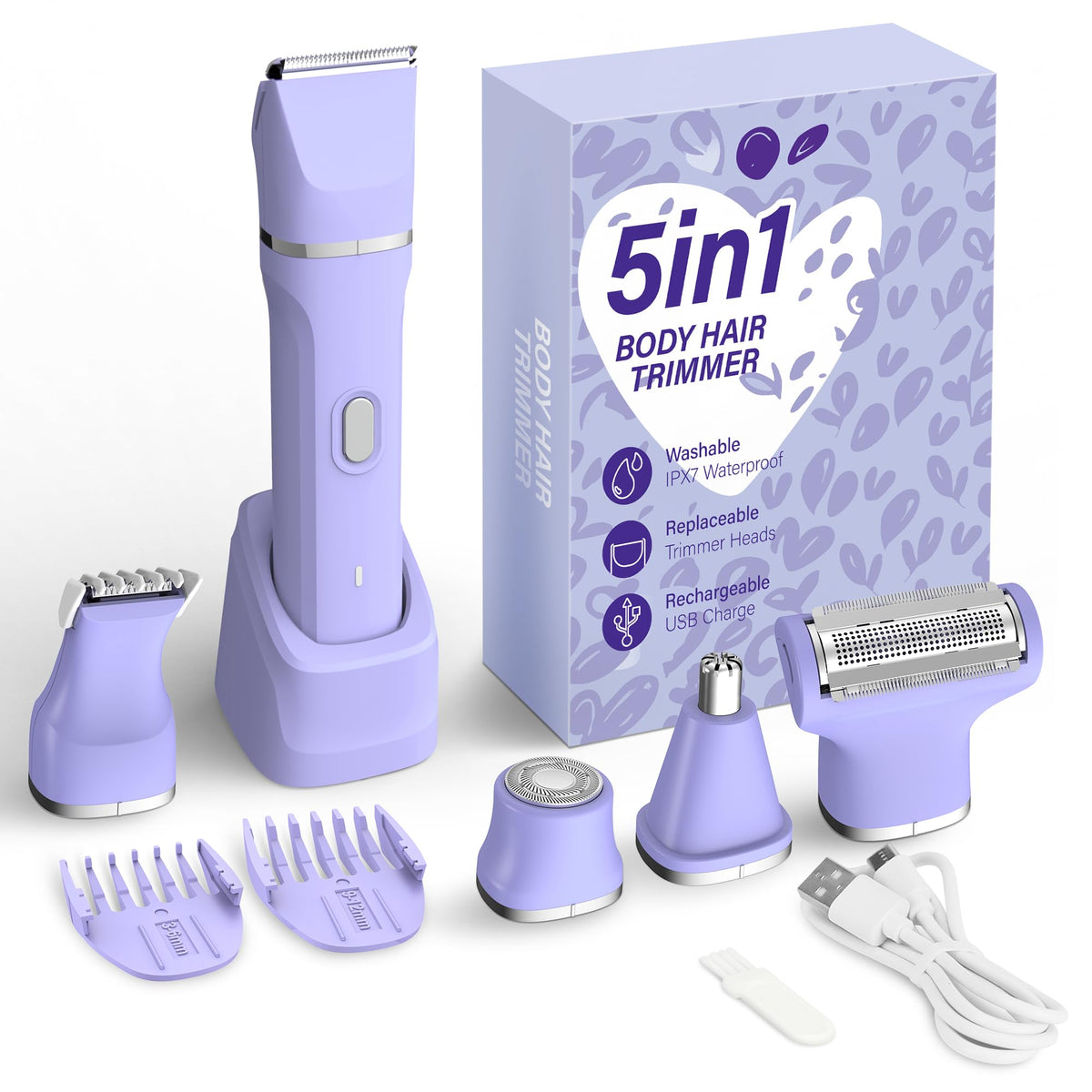 KINGTEE 5 in 1 Electric Bikini Trimmer for Women IPX7 - KINGTEE Official Imagery - 1