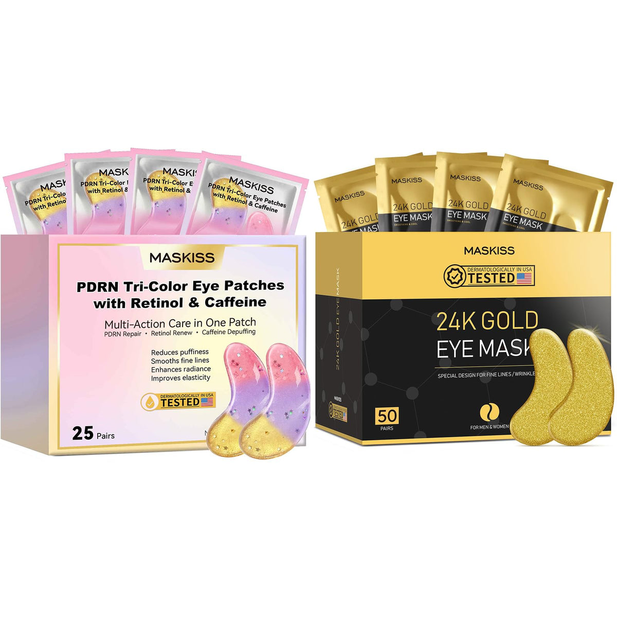 Maskiss 24K Gold PDRN Tri Color Under Eye Patches Bundle Eye - Maskiss Official Imagery - 2