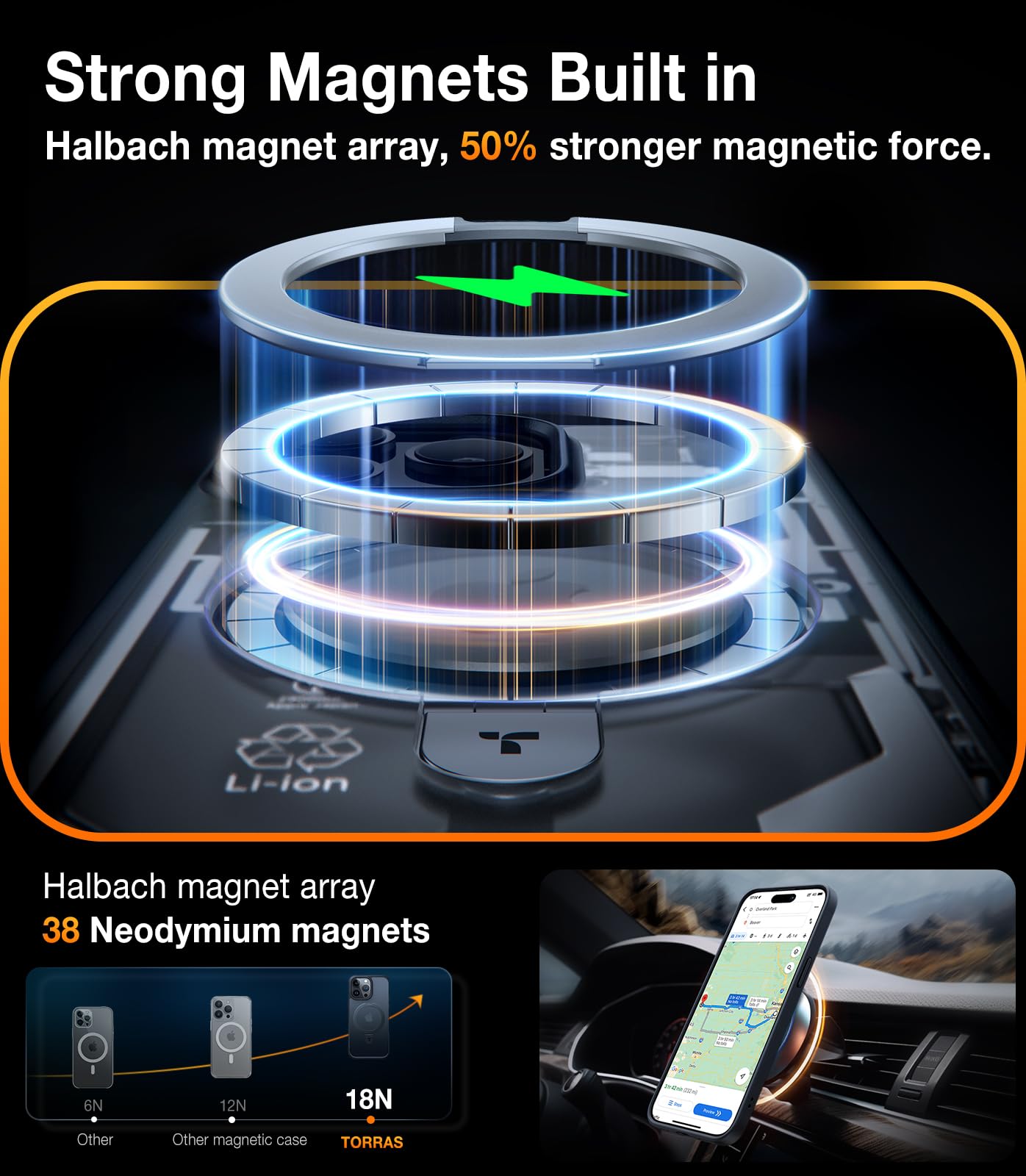 TORRAS Magnetic Ostand for iPhone 15 Pro Max Case Mil Grade - TORRAS Official Imagery - 3