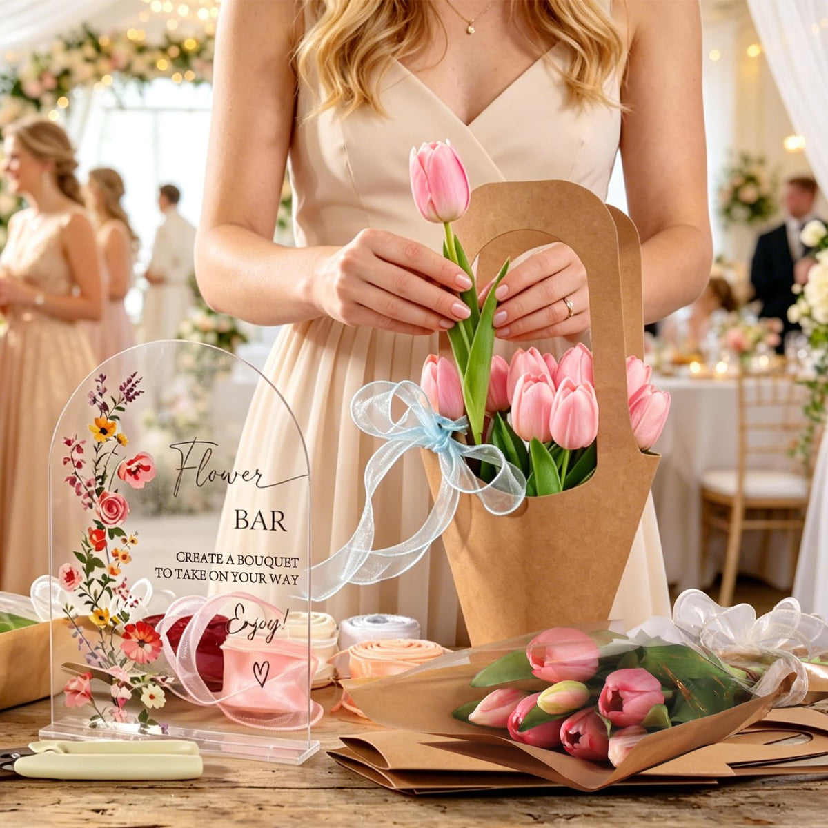 59 Pcs Flower Bar Supplies Kit Acrylic Sign Kraft Bouquet - Finanovs Official Imagery - 7