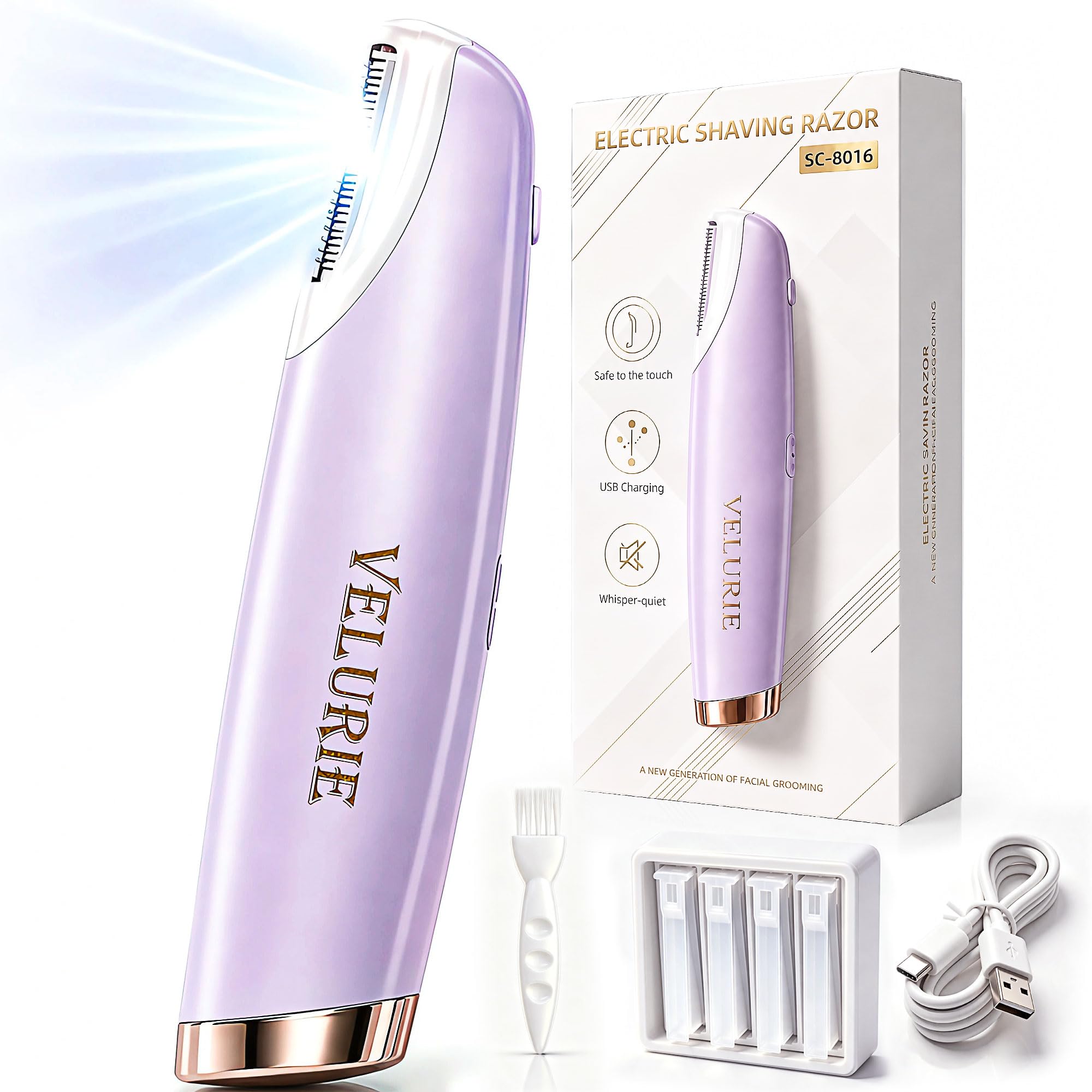 Sonic Dermaplane Razor for Women Face, Purple - Product Imagery