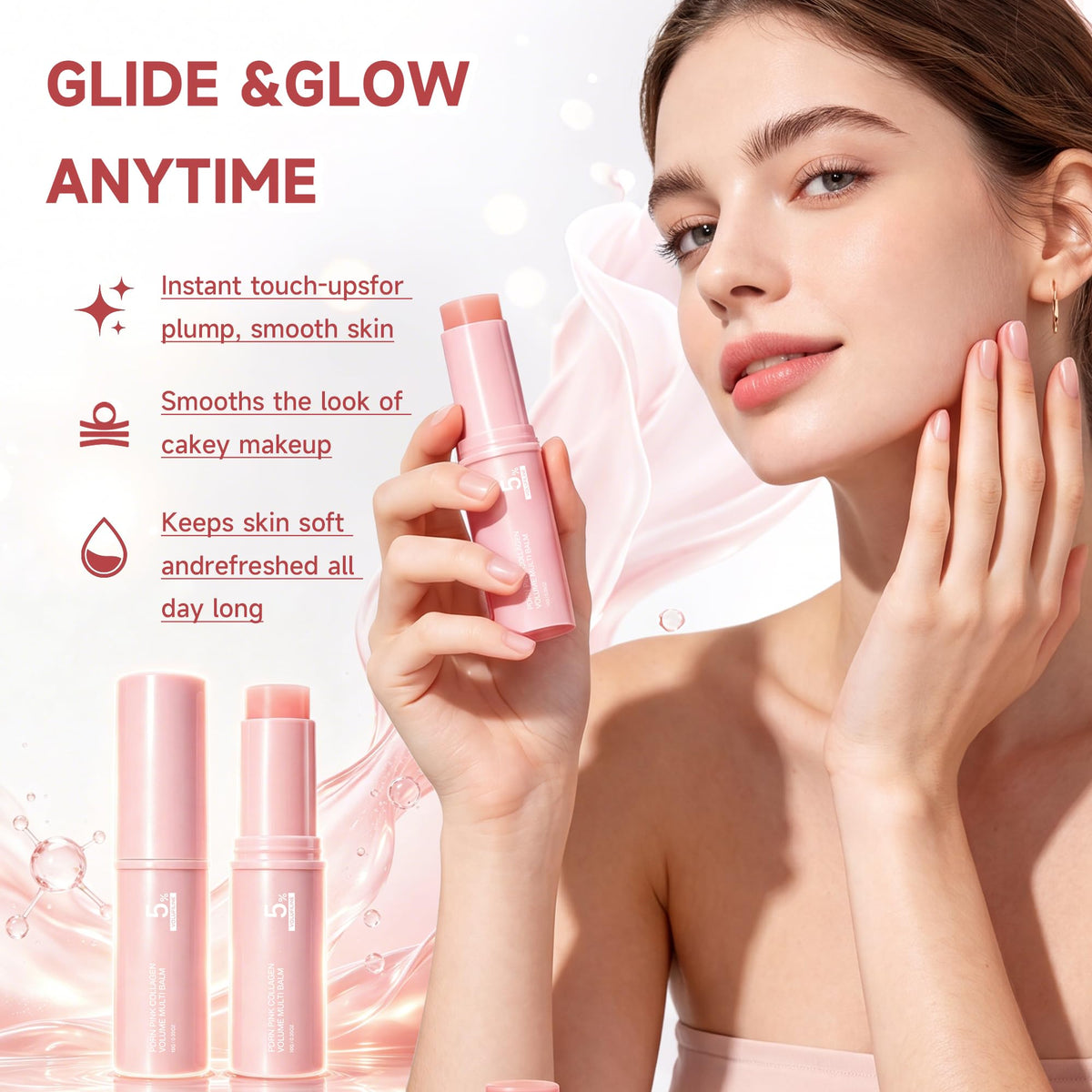 2 Pcs PDRN Pink Collagen Volume Multi Balm Stick Hydrate and - Ruistarhuan Official Product Imagery - 8