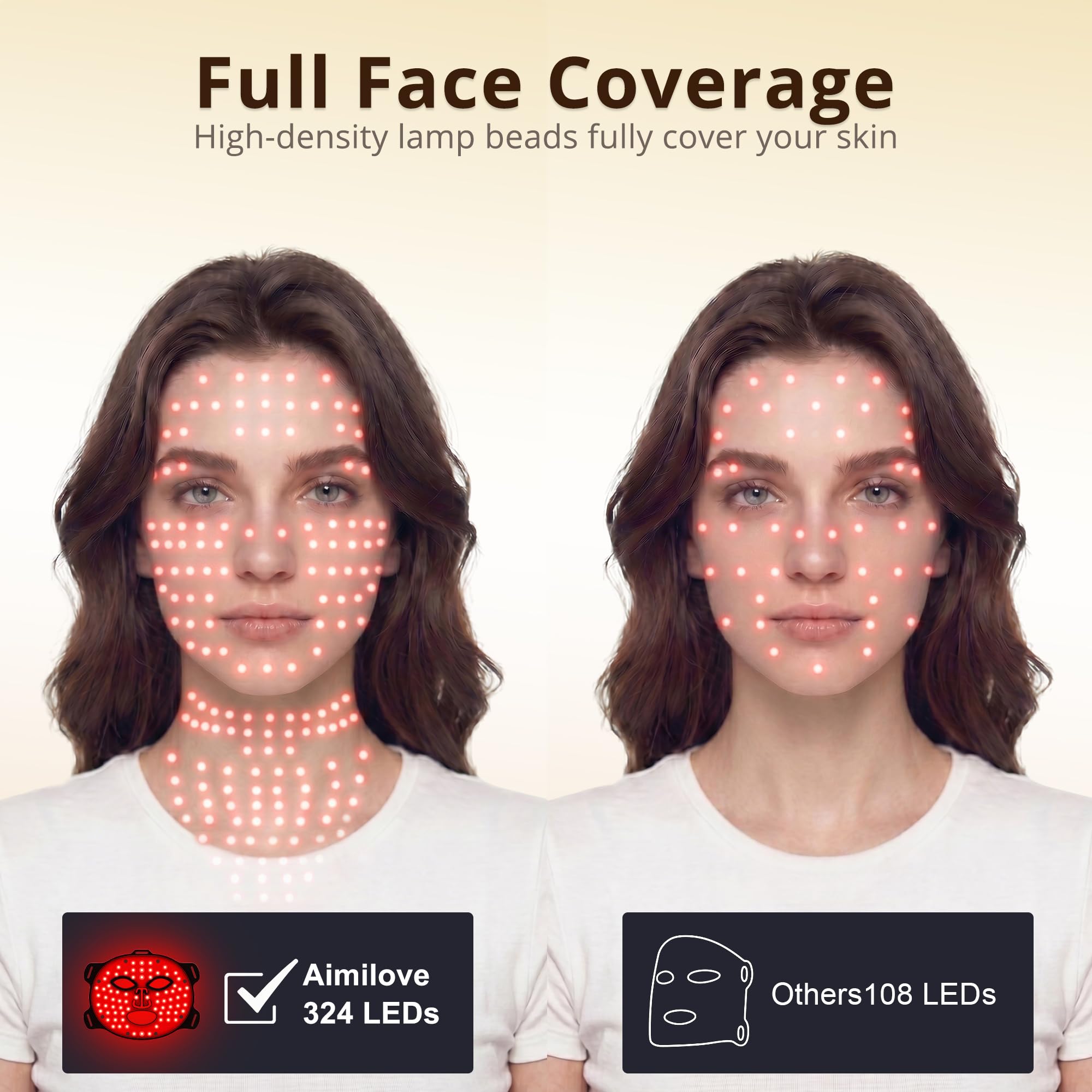 Red Light Therapy Mask for Face & Neck,4 Modes,850nm NIR - Aimilove Official Product View 4