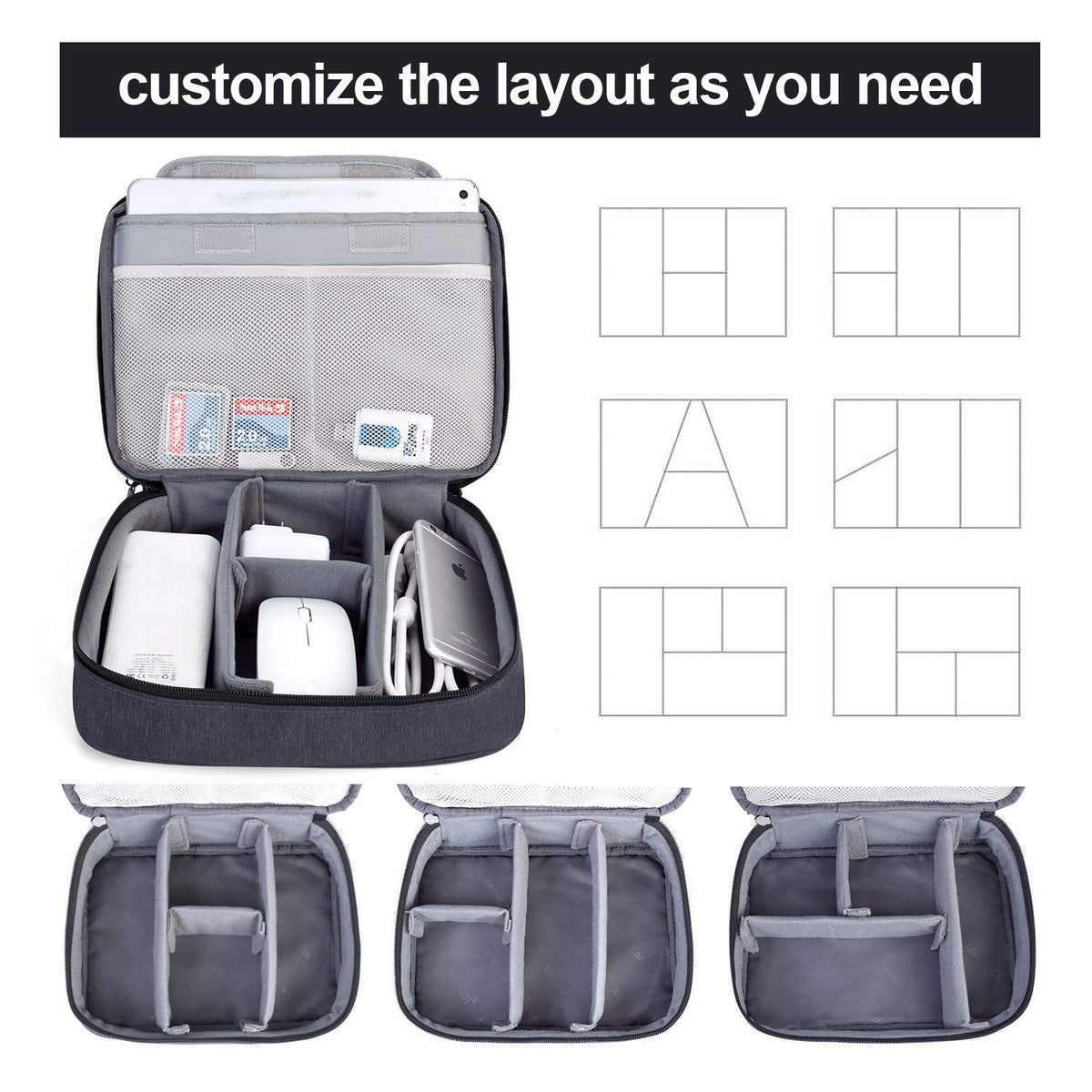 BUBM Electronic Organizer Double Layer Travel Gear Bag for - BUBM Official Imagery - 5