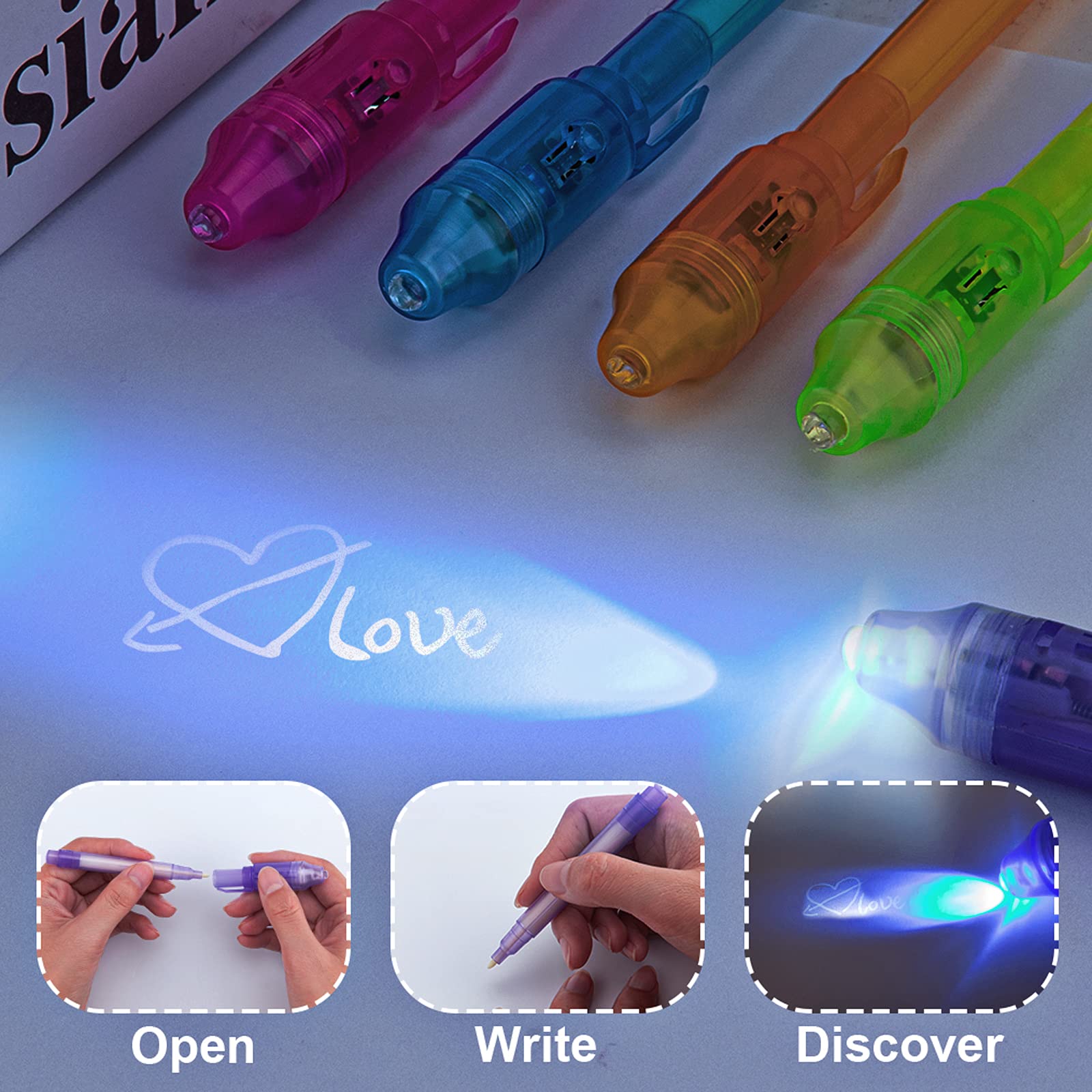 STENDA Invisible Ink Pen with UV Light - 16Pcs Spy Pens for Valentine Gifts - STENDA Official Product View 5